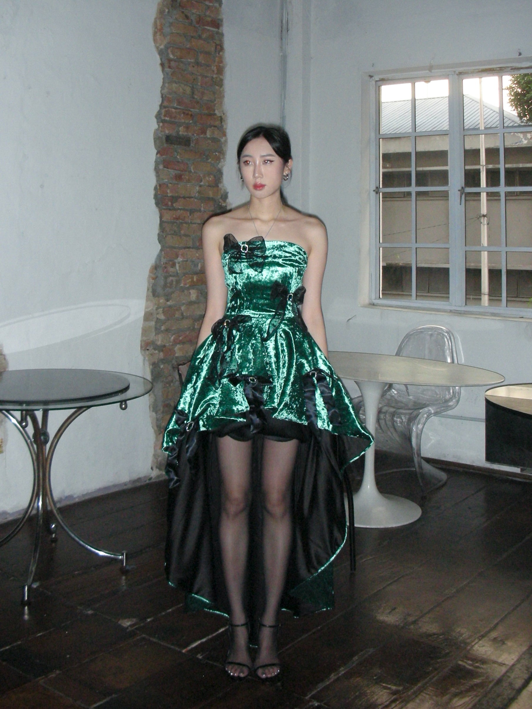 chinese dress ladies Poison Ivy Velvet High-Low Dress – Kittie Yiyi