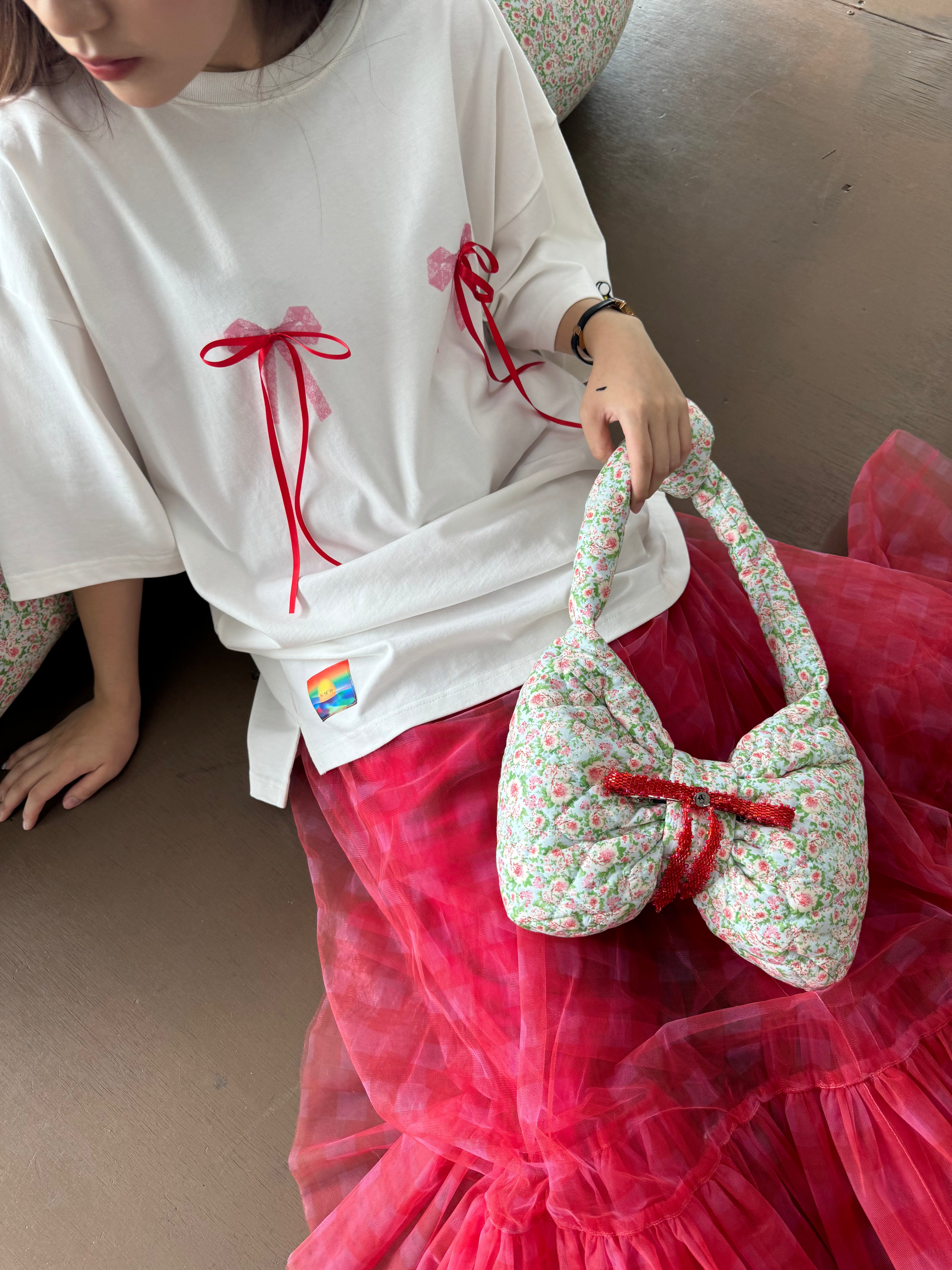 Red Ribbon Chest Tee