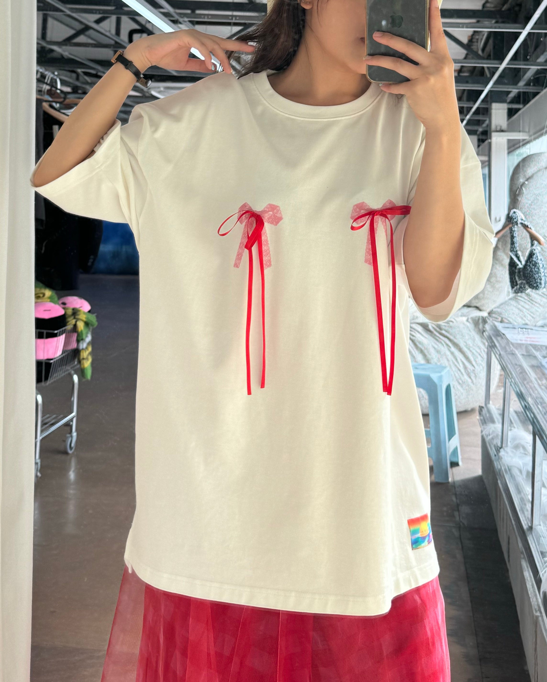 Red Ribbon Chest Tee