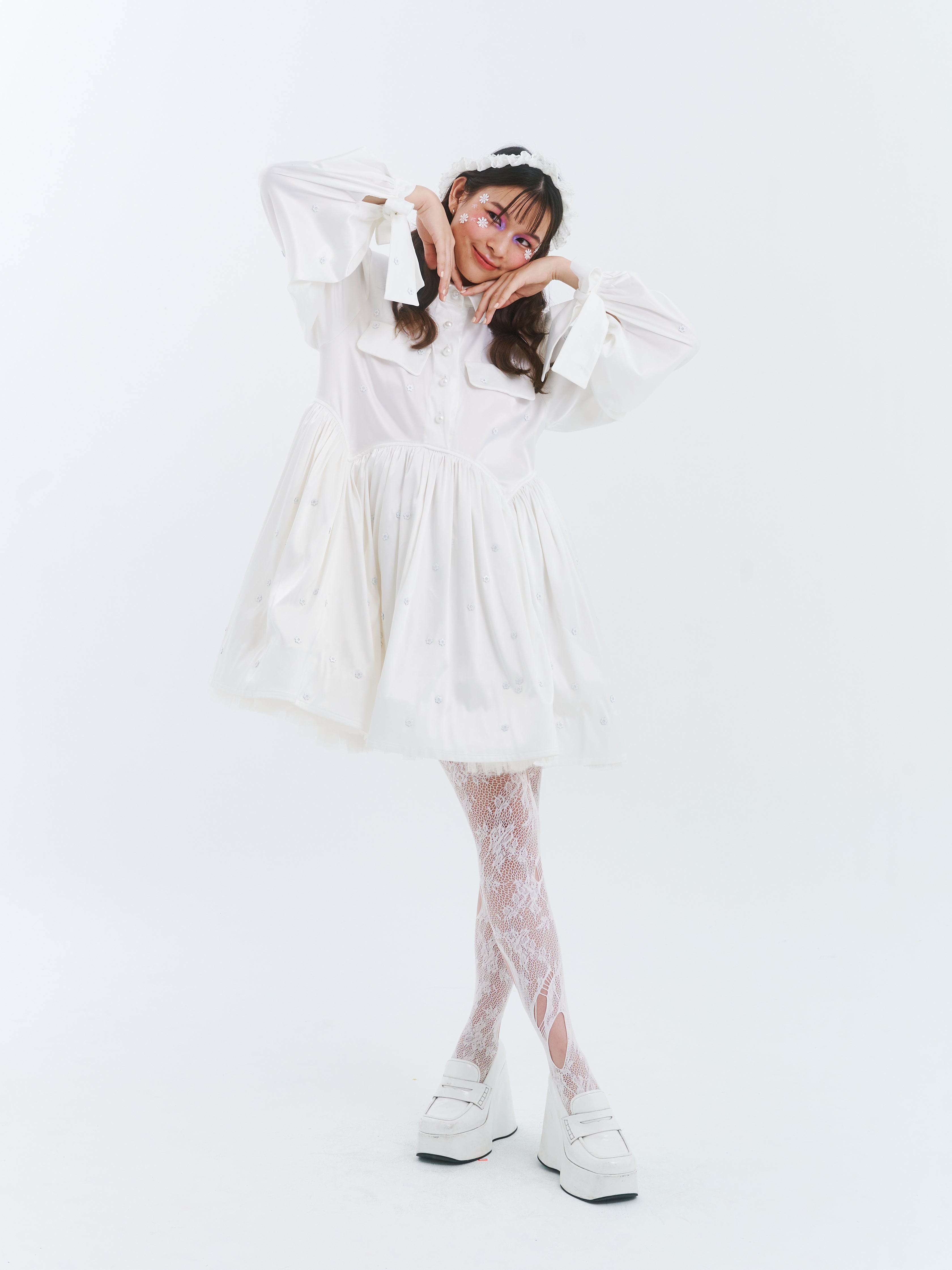 White Beaded Babydoll Dress