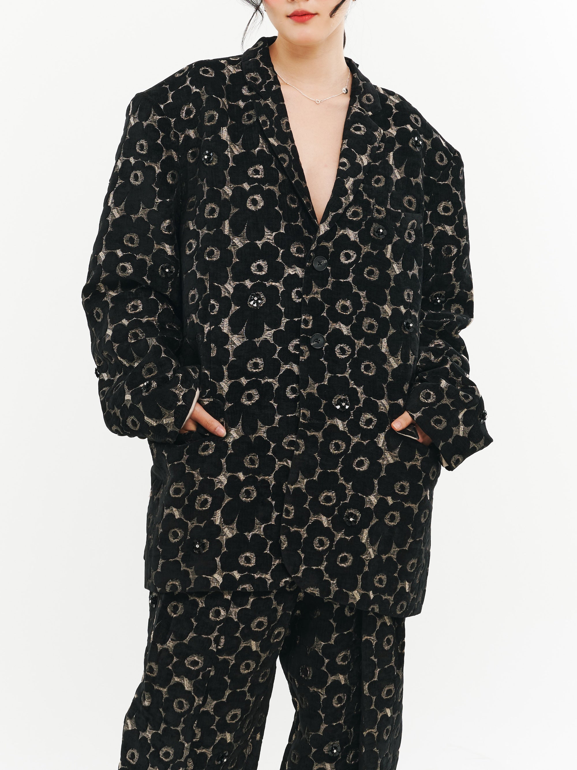 Black and Gold Flower Suit Set