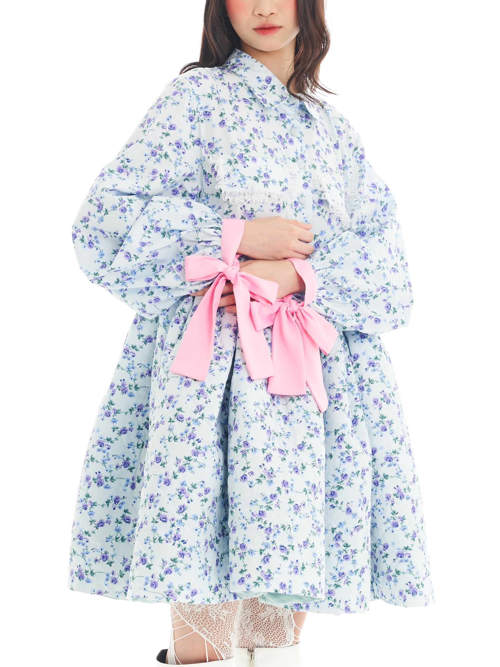 Blue Floral Babydoll Dress