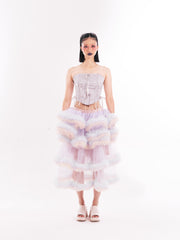 Grey with Cloud Skirt Set