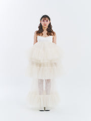 White Cake Dress with Maxi Skirt Set