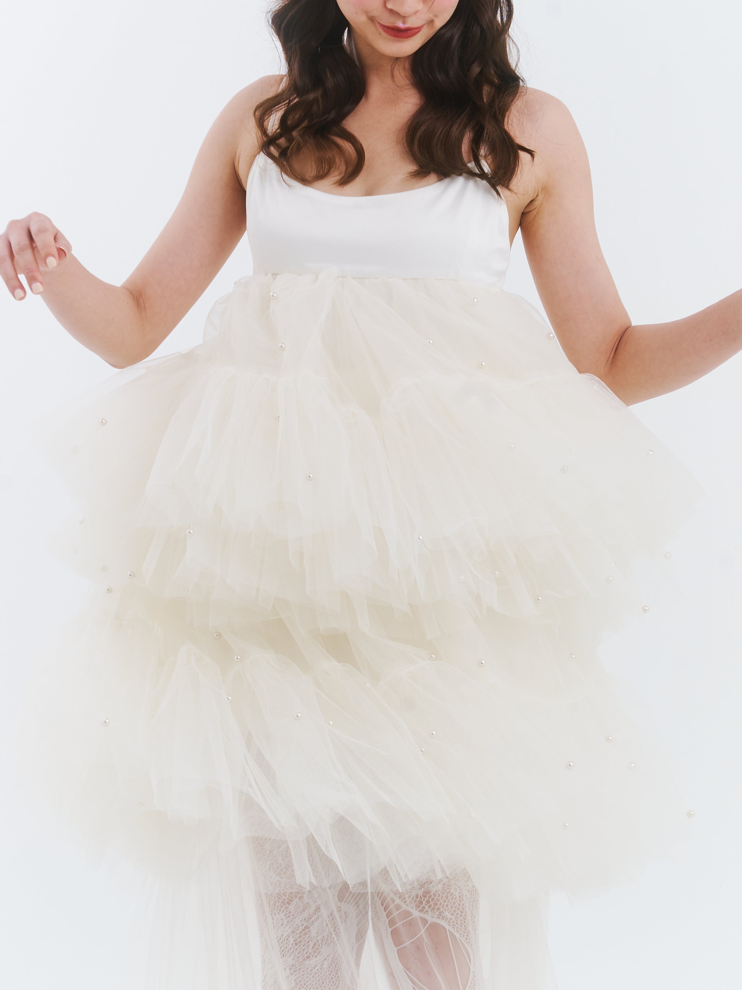 White Cake Dress with Maxi Skirt Set