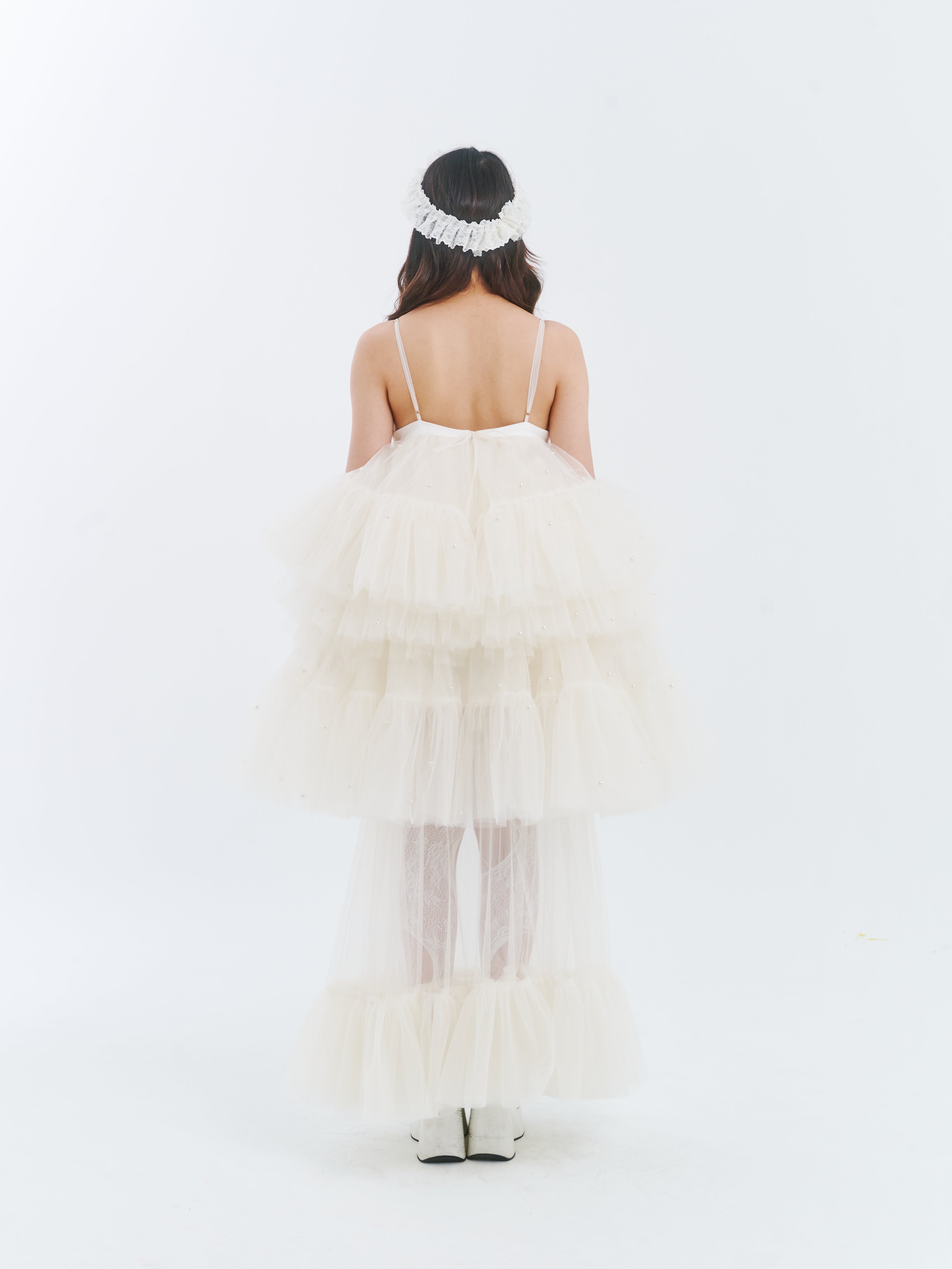 White Cake Dress with Maxi Skirt Set