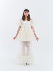 White Babydoll Dress with Maxi Skirt