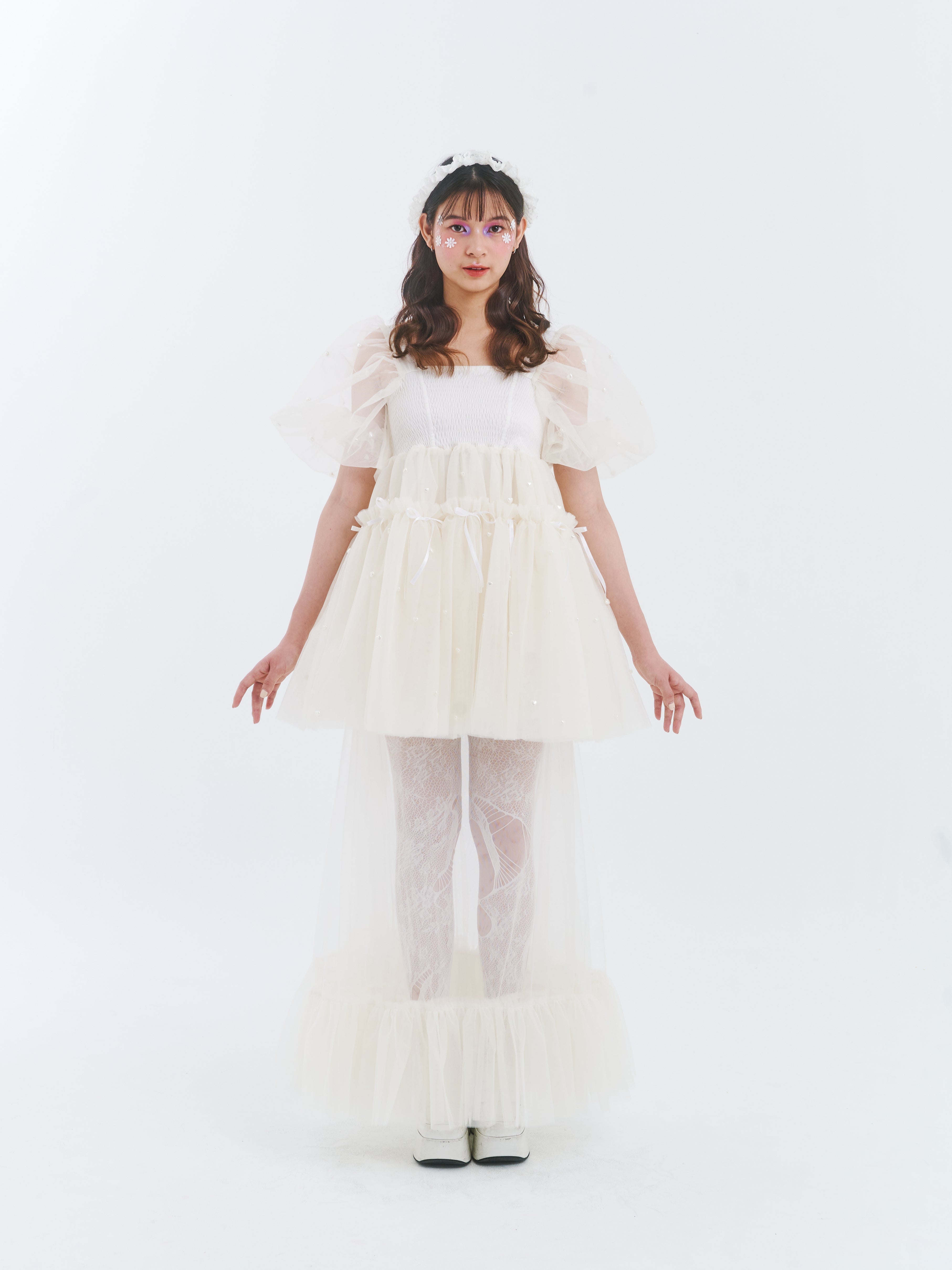 White Babydoll Dress with Maxi Skirt
