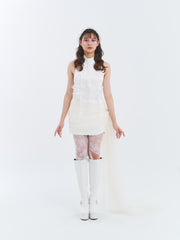 White Halter Top and Drape Skirt Set