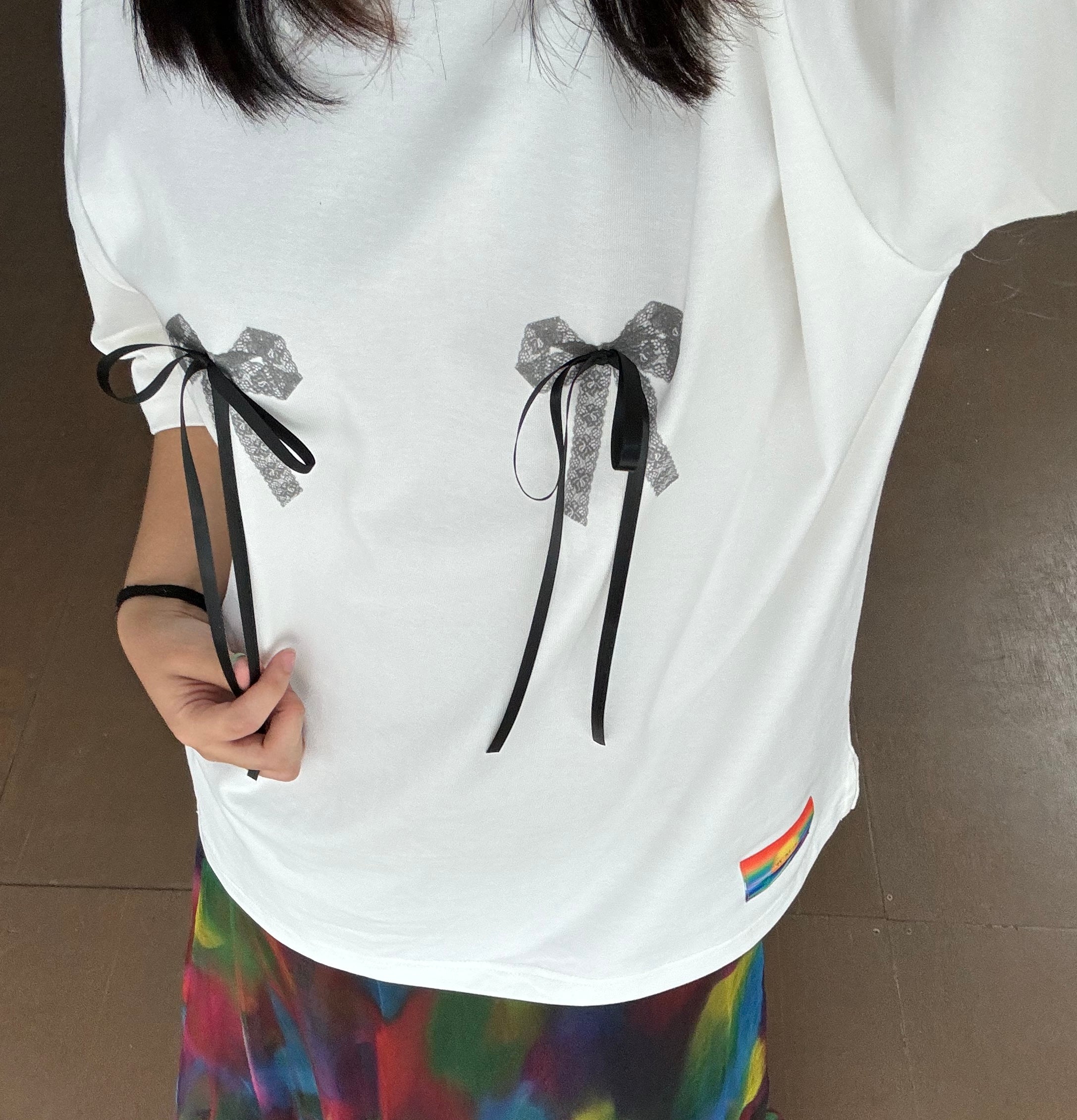 Black Ribbon Chest Tee