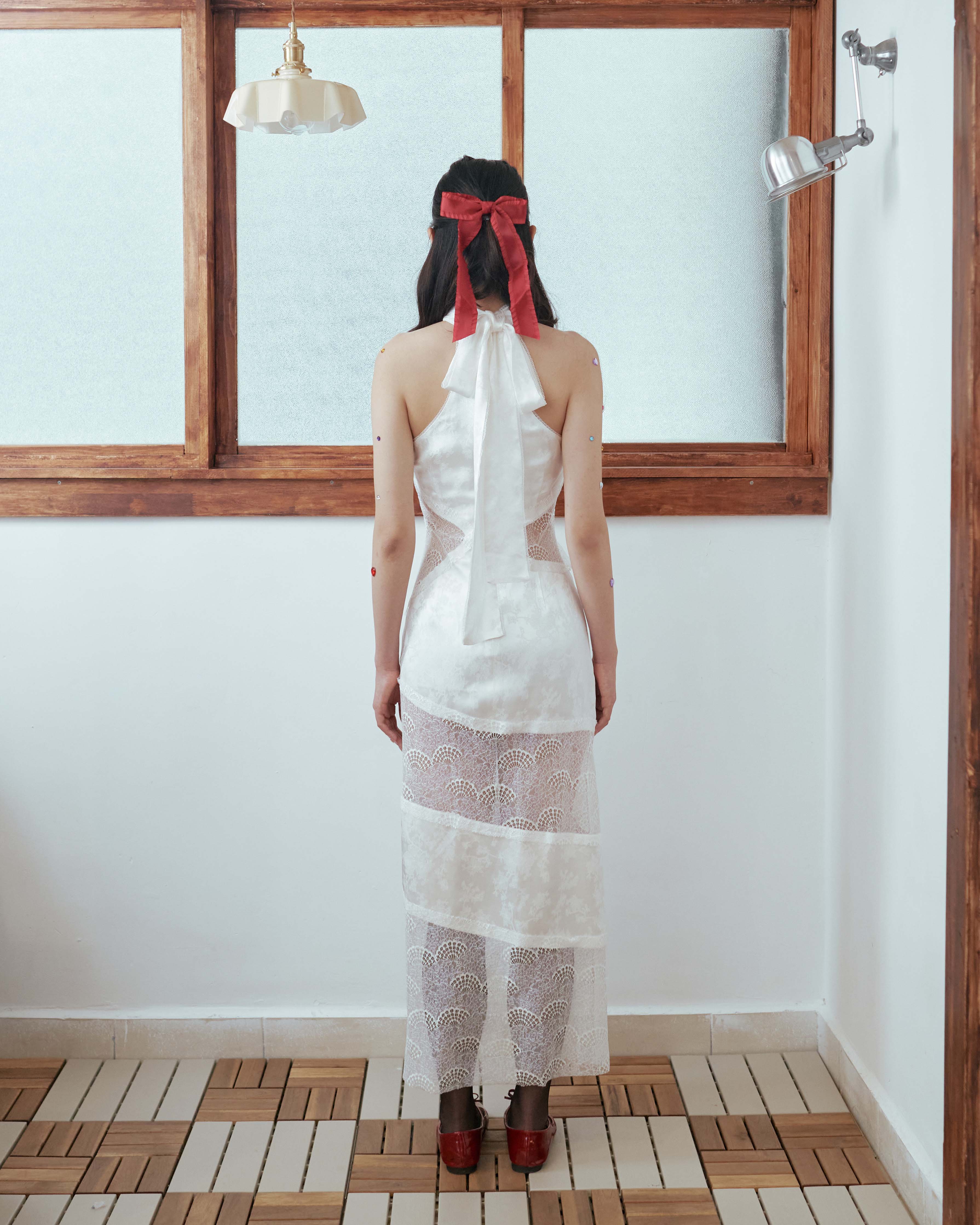 White Lunar Lounge Uneven Lace Dress