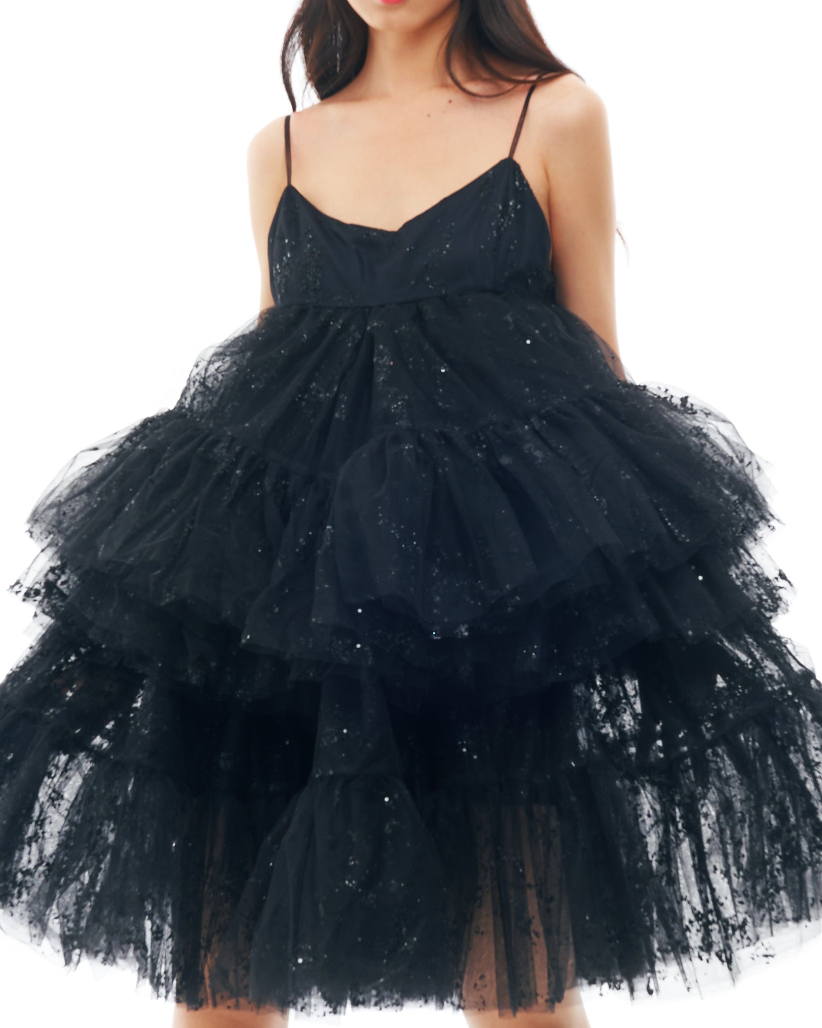 Black Glitter Midi Dress