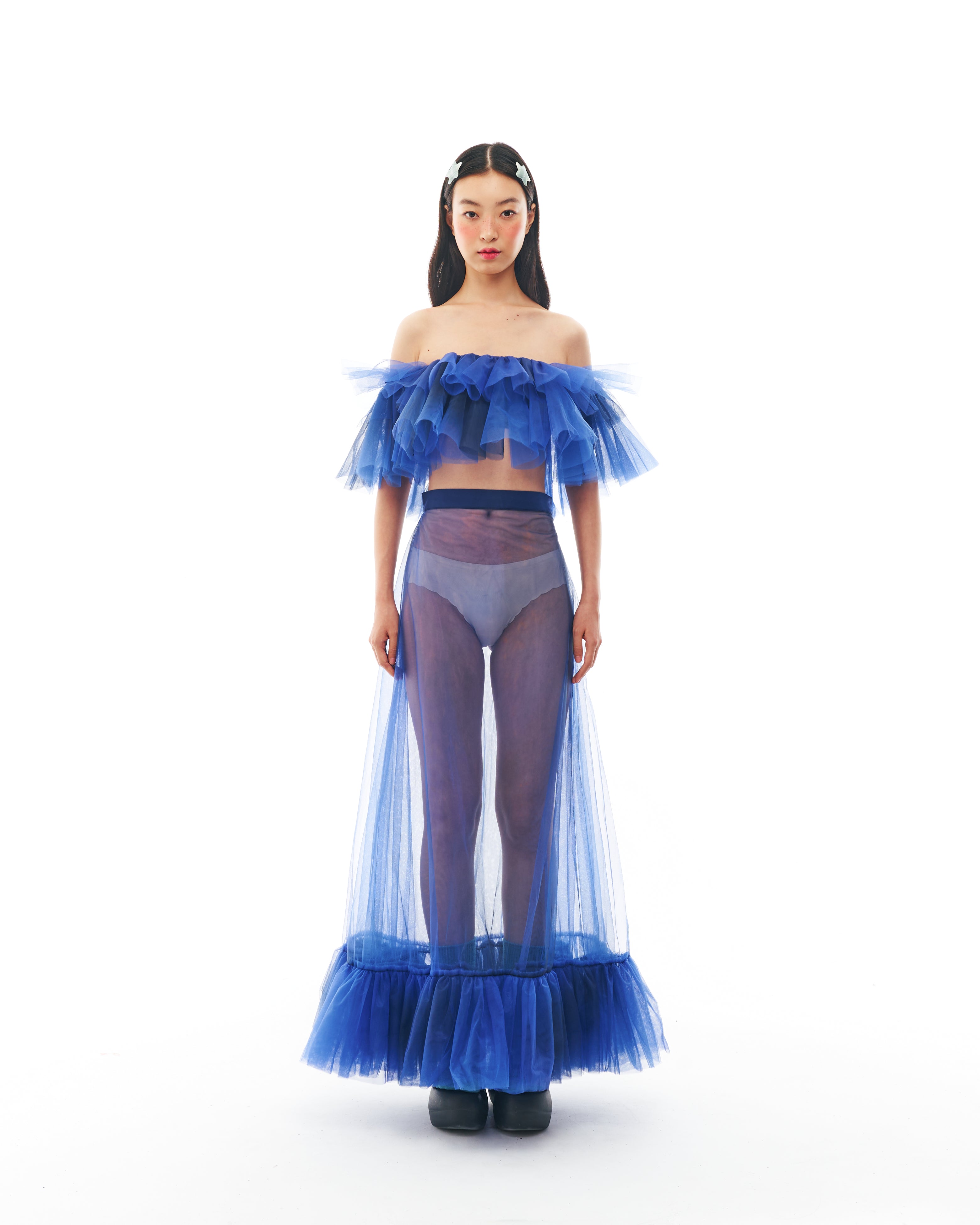 Blue Ruffle Maxi Set