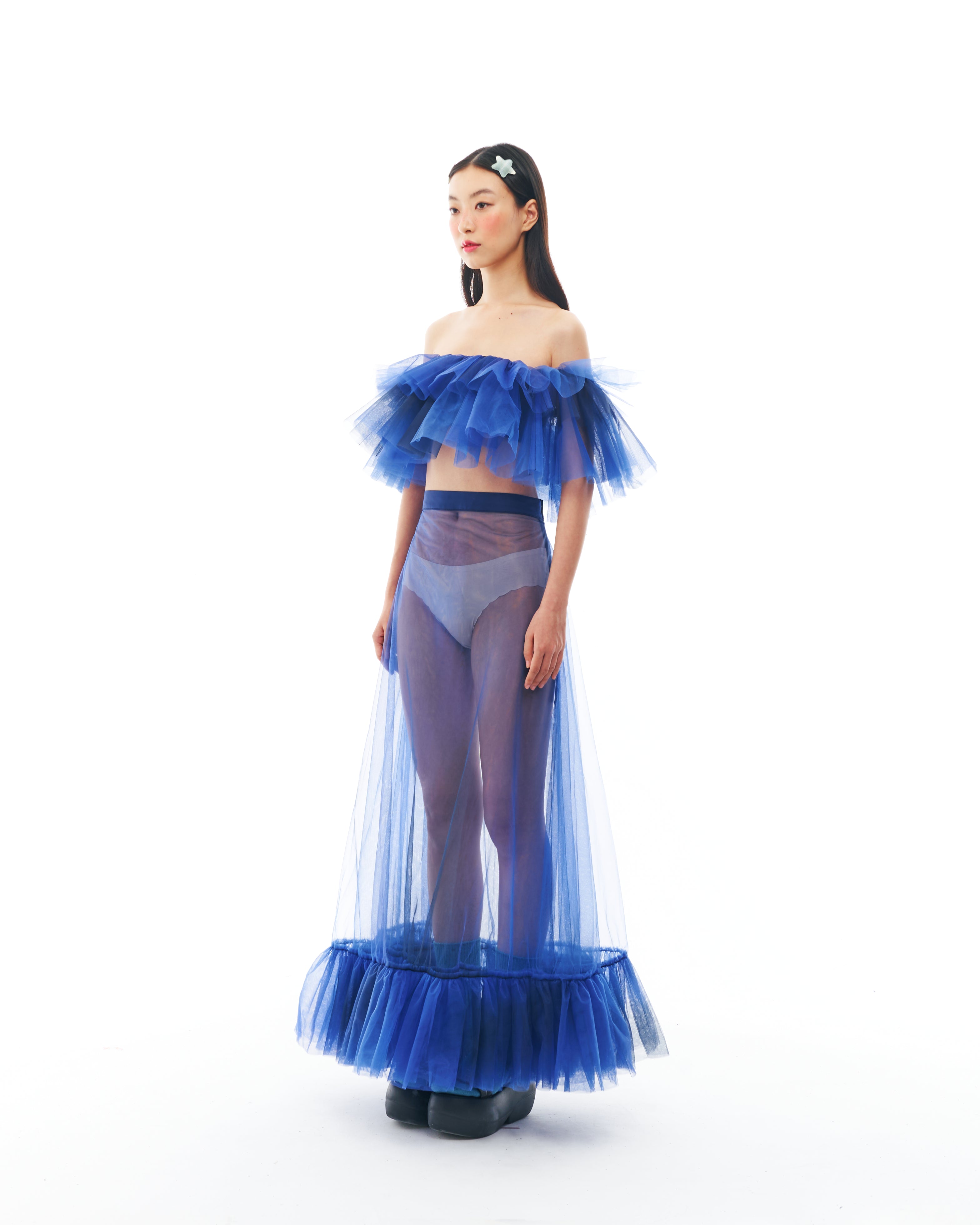 Blue Ruffle Maxi Set