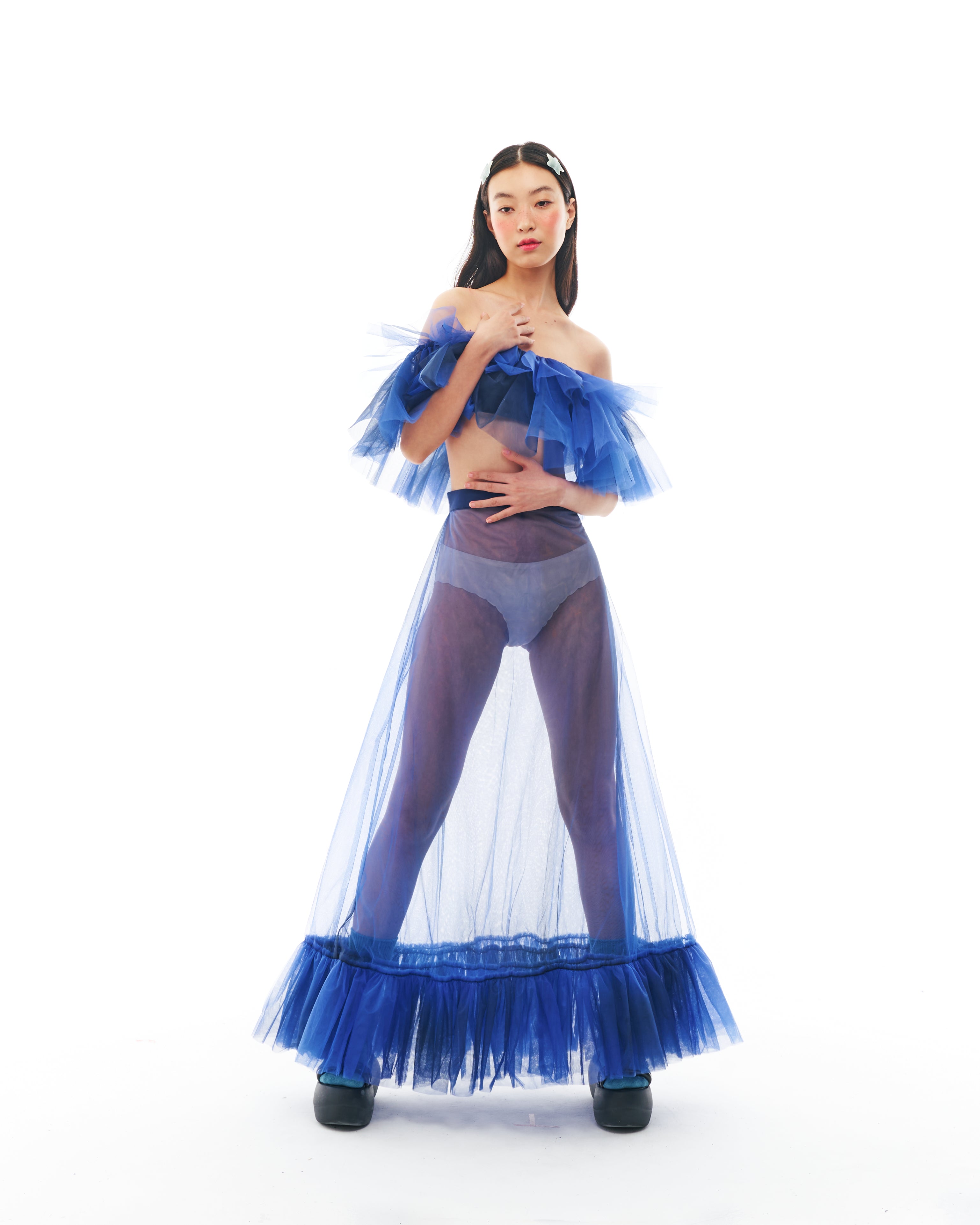 Blue Ruffle Maxi Set