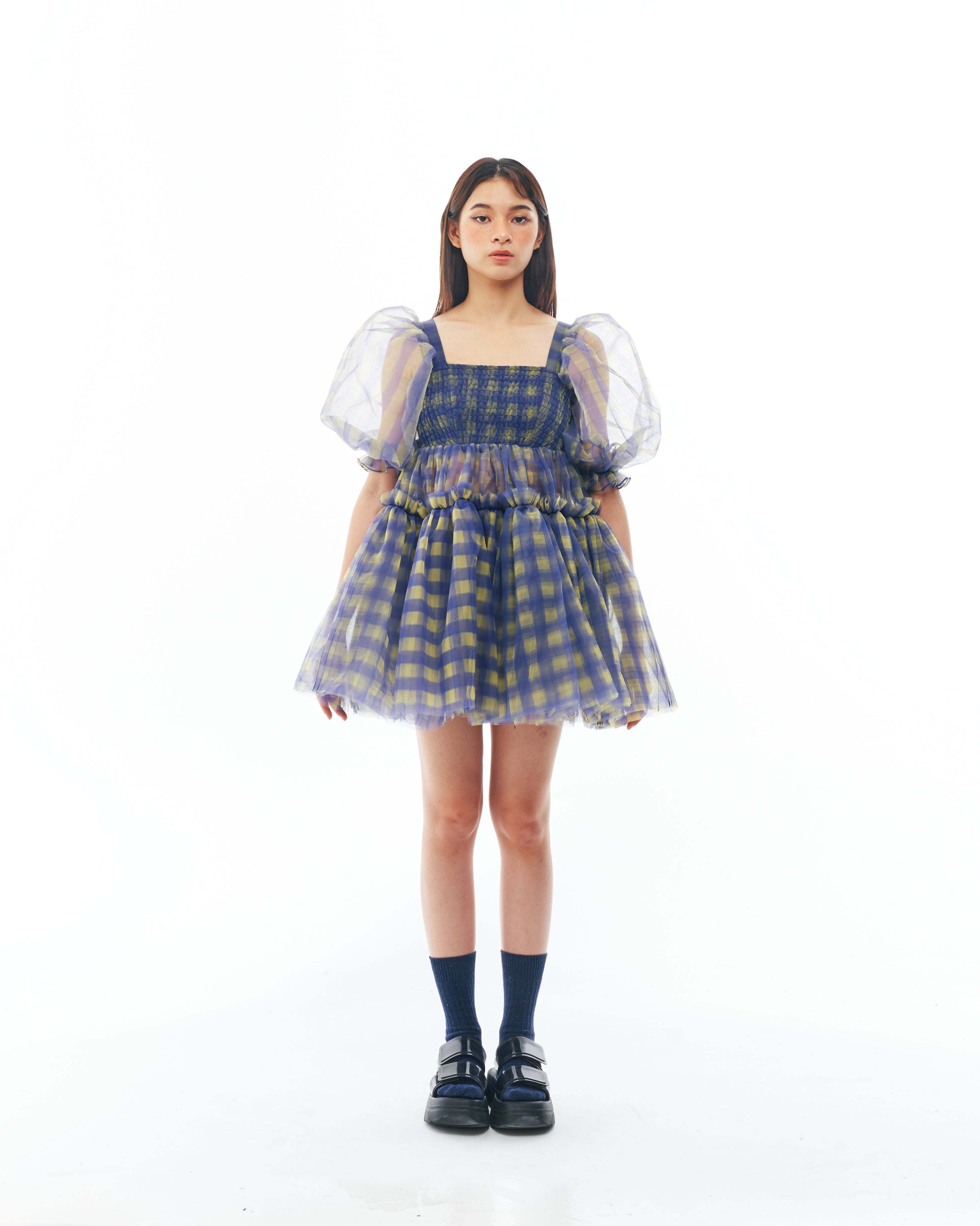 Blue and Yellow Babydoll Dress