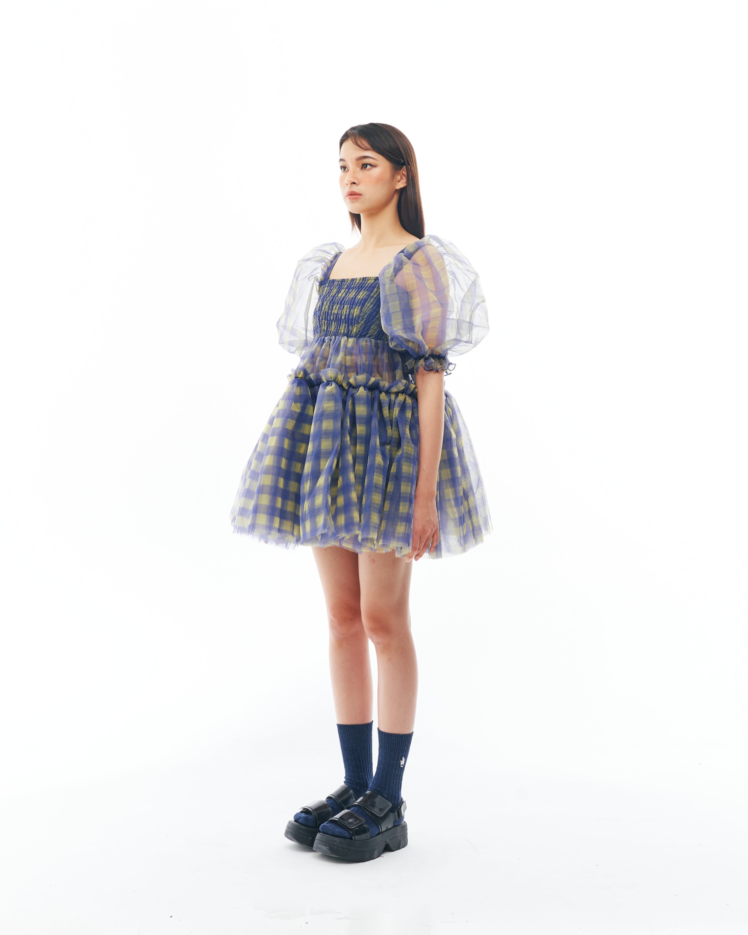 Blue and Yellow Babydoll Dress