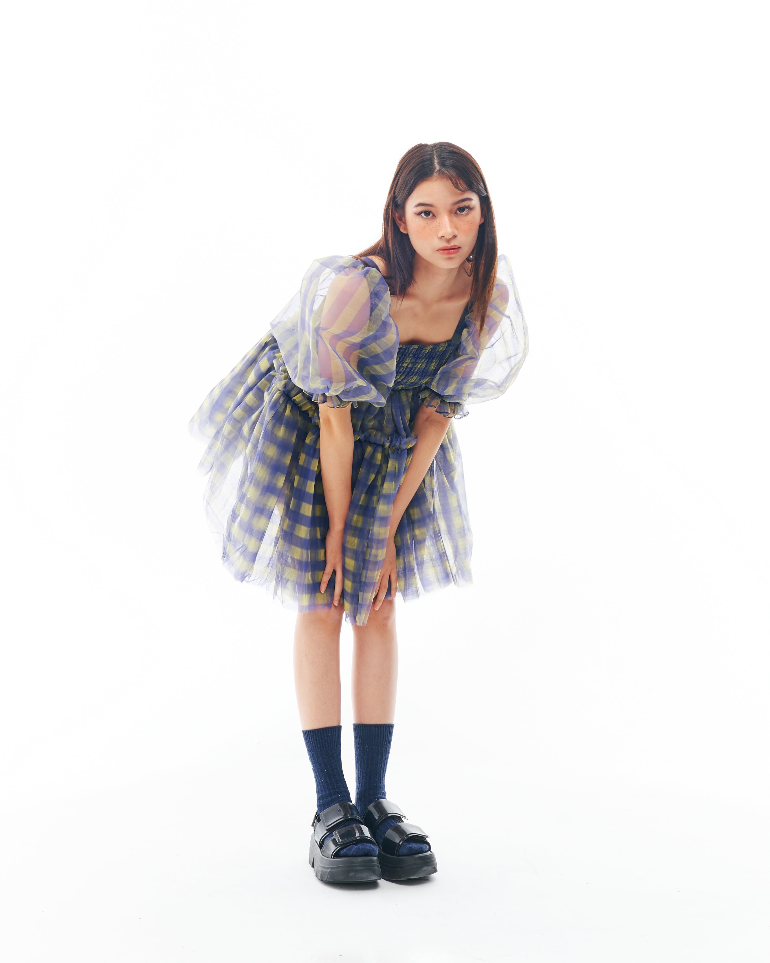 Blue and Yellow Babydoll Dress