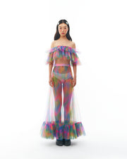 Rainbow Ruffle Bustier and Skirt Set