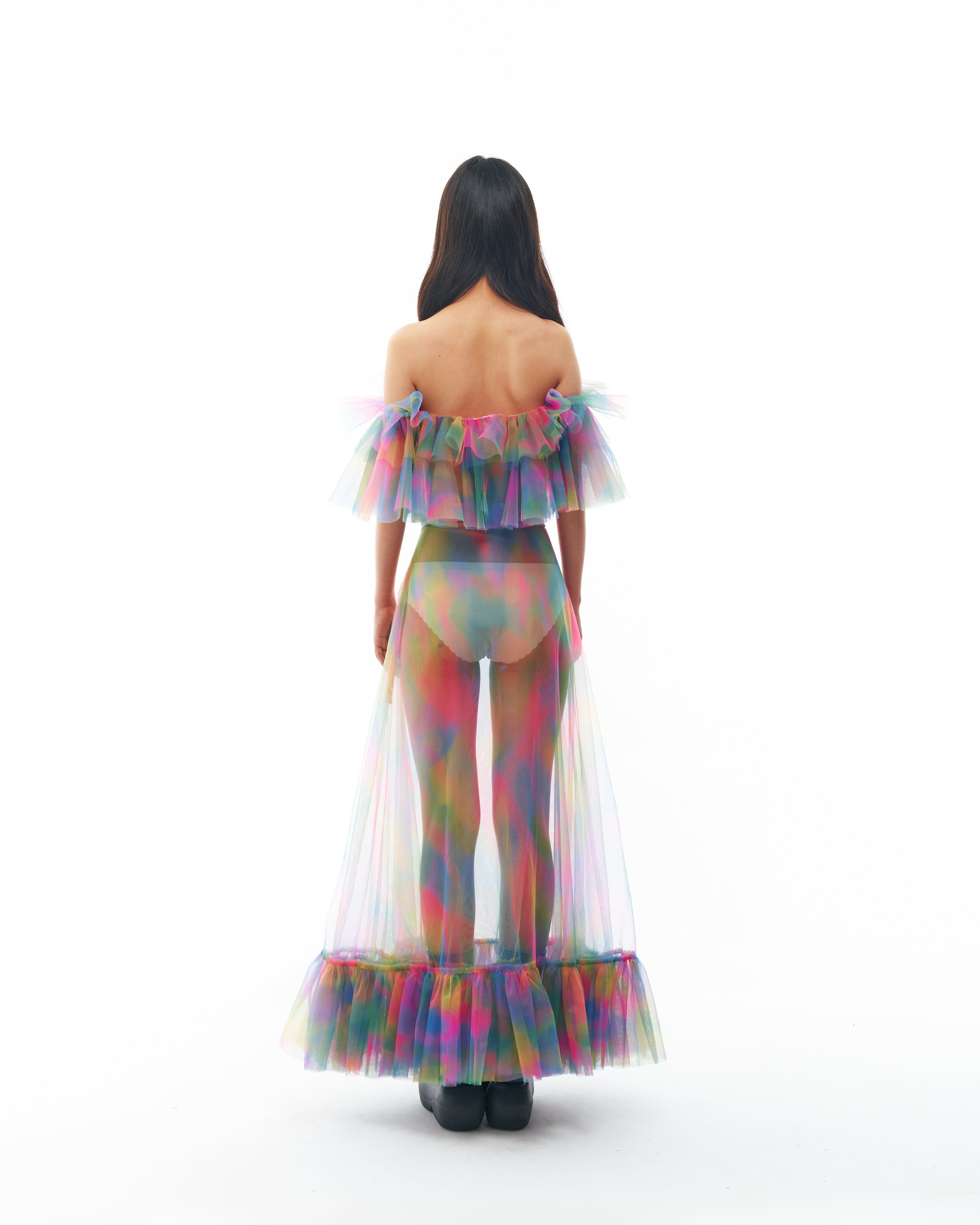 Rainbow Ruffle Bustier and Skirt Set