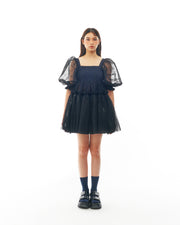 Black Glitter Babydoll Dress