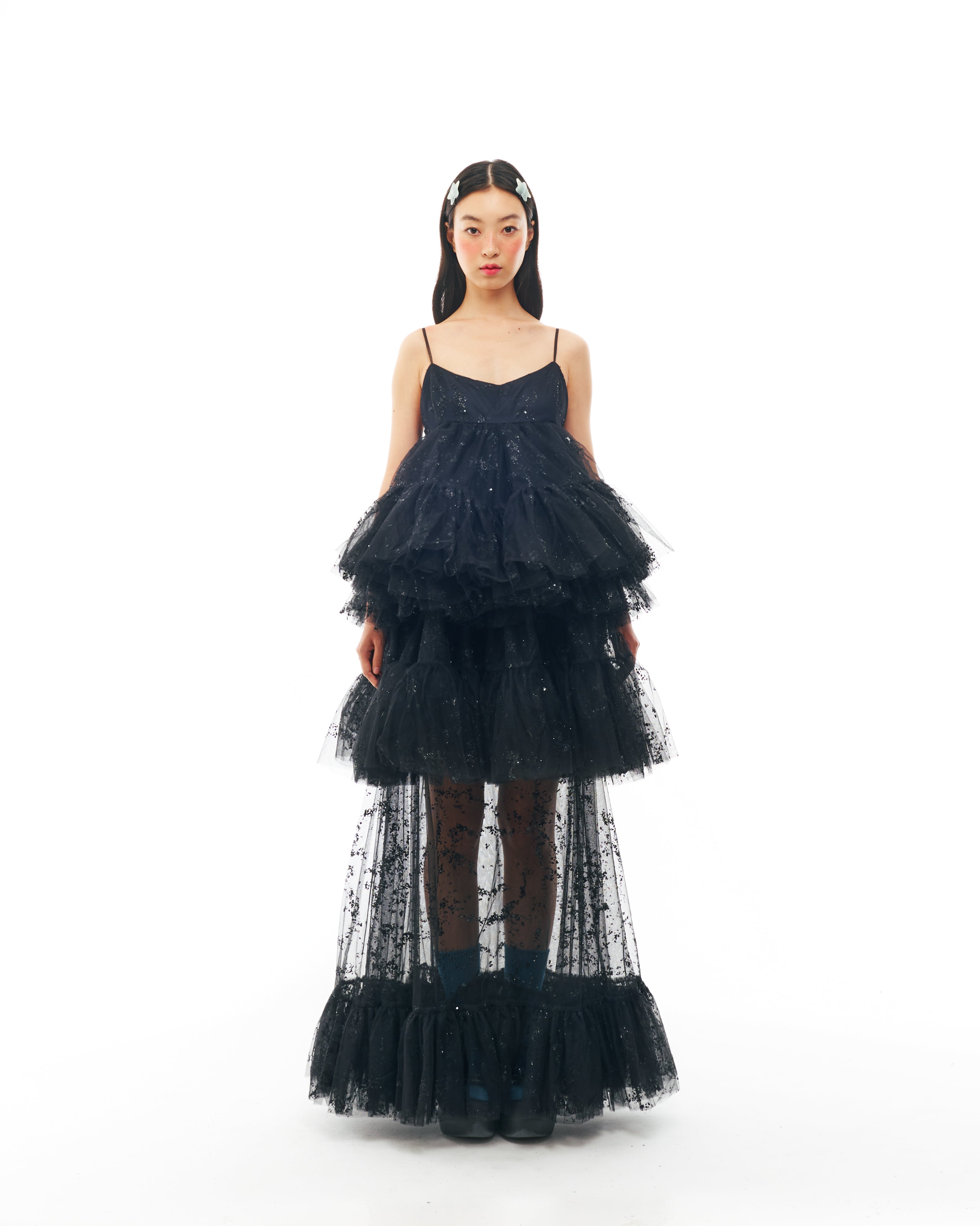 Black Glitter Maxi Dress Set