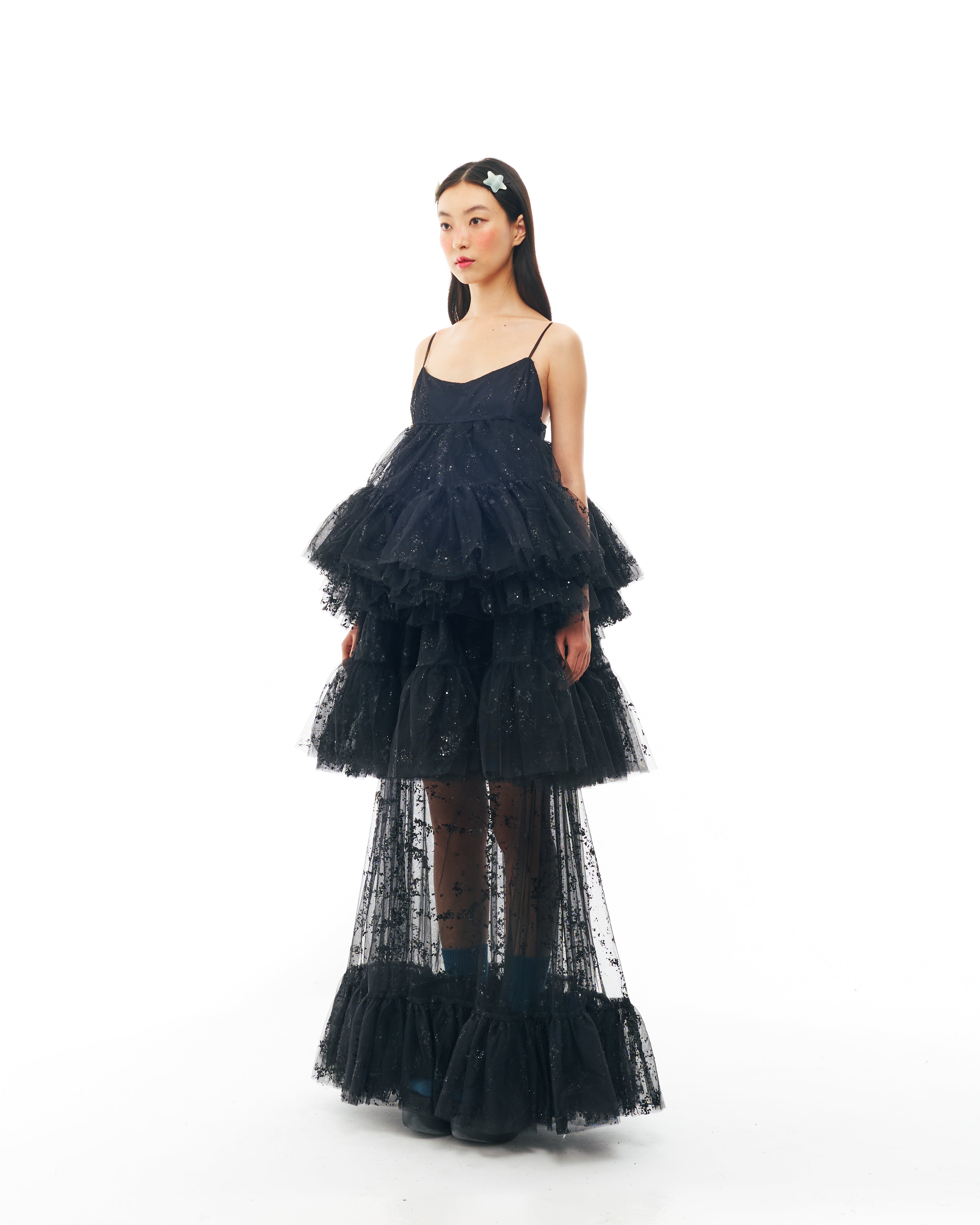 Black Glitter Maxi Dress Set