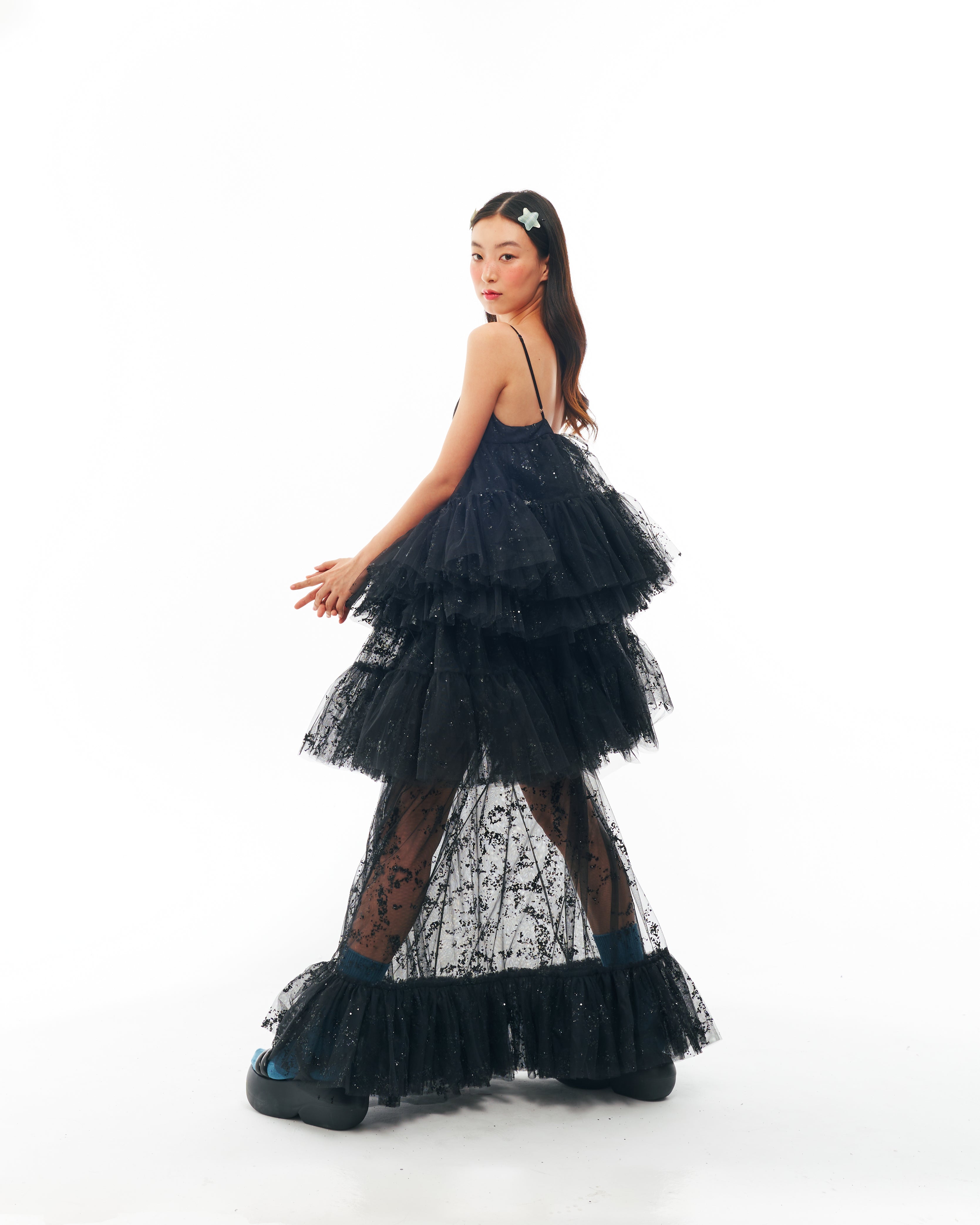 Black Glitter Maxi Dress Set
