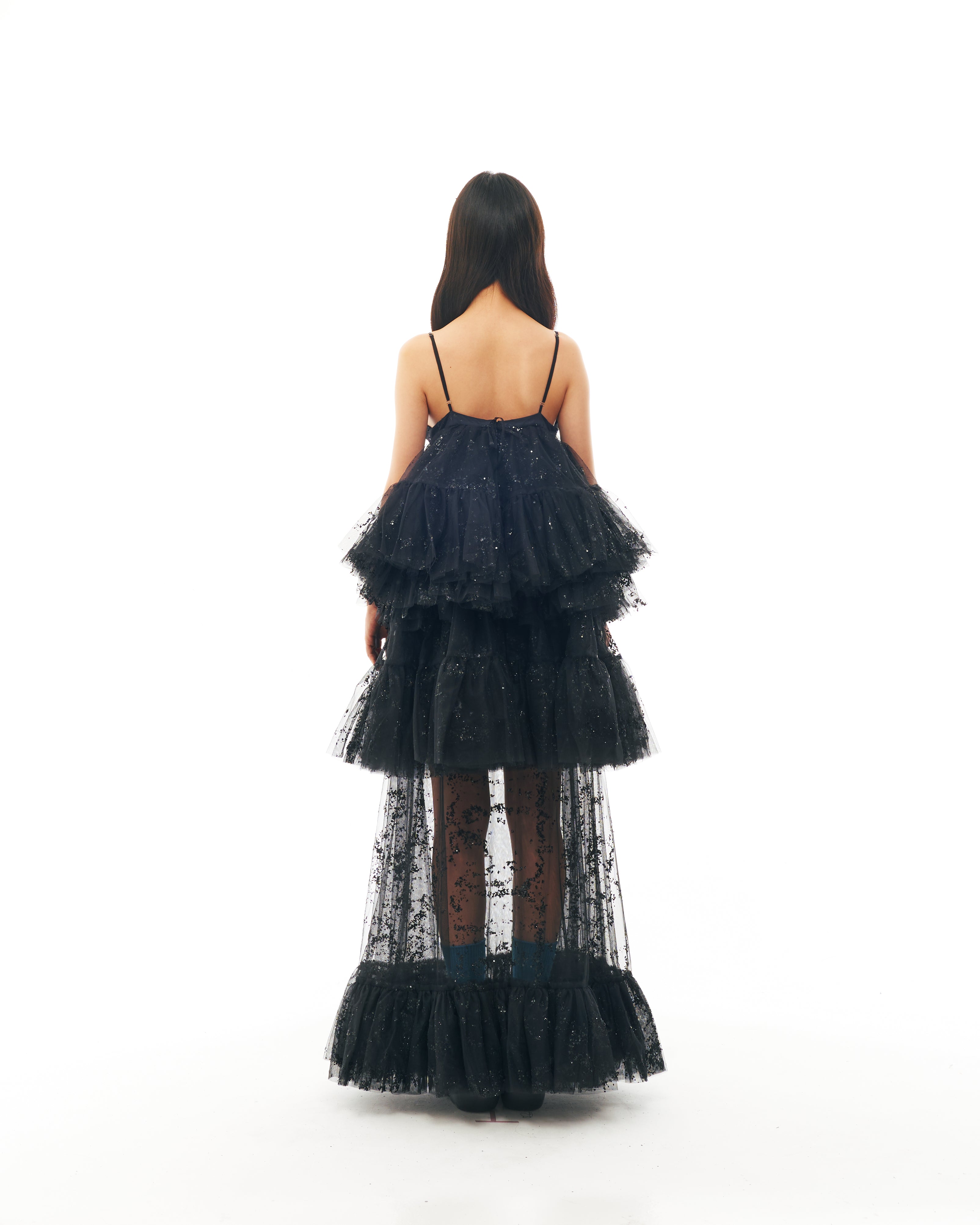 Black Glitter Maxi Dress Set