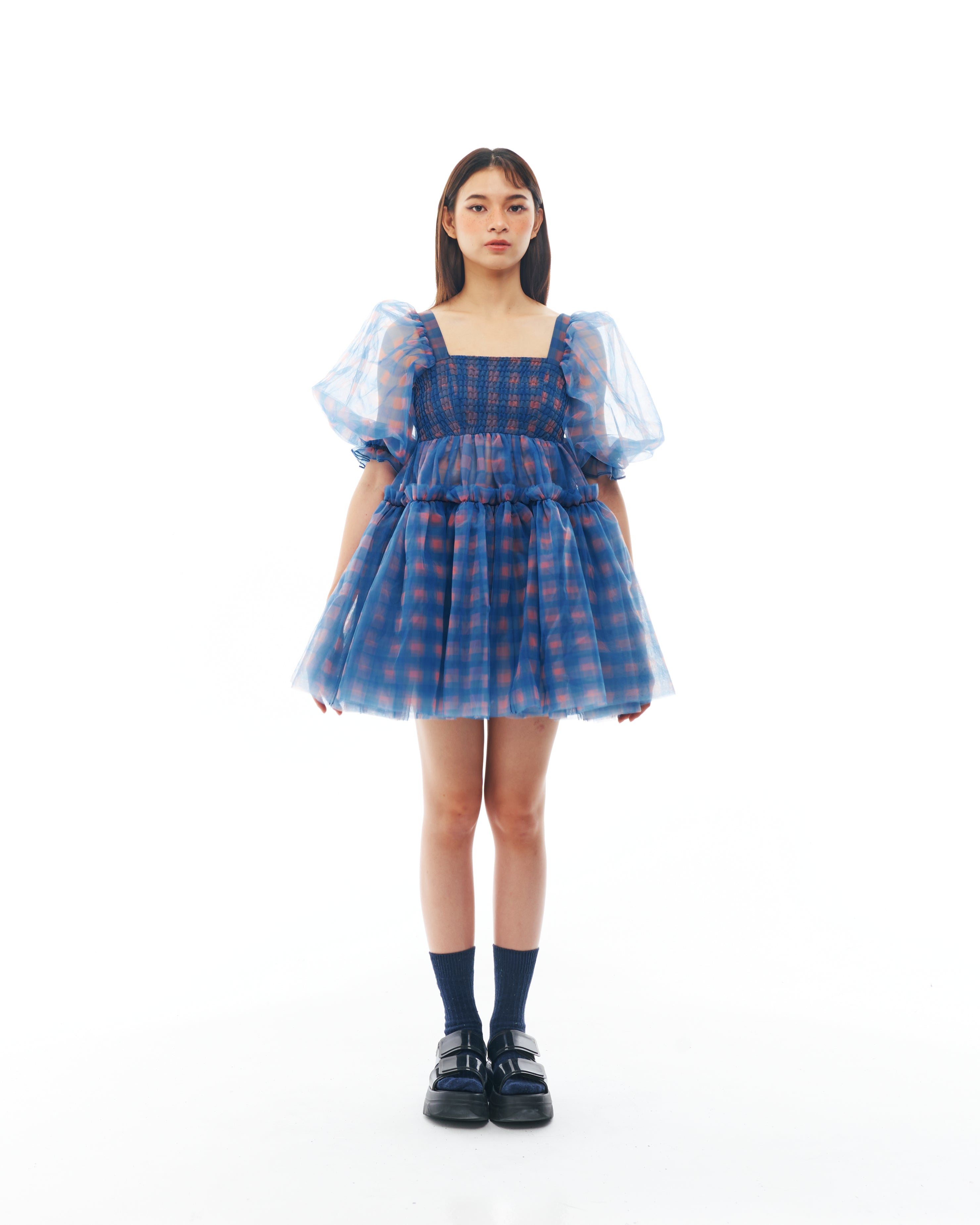 Blue and Peach Babydoll Dress