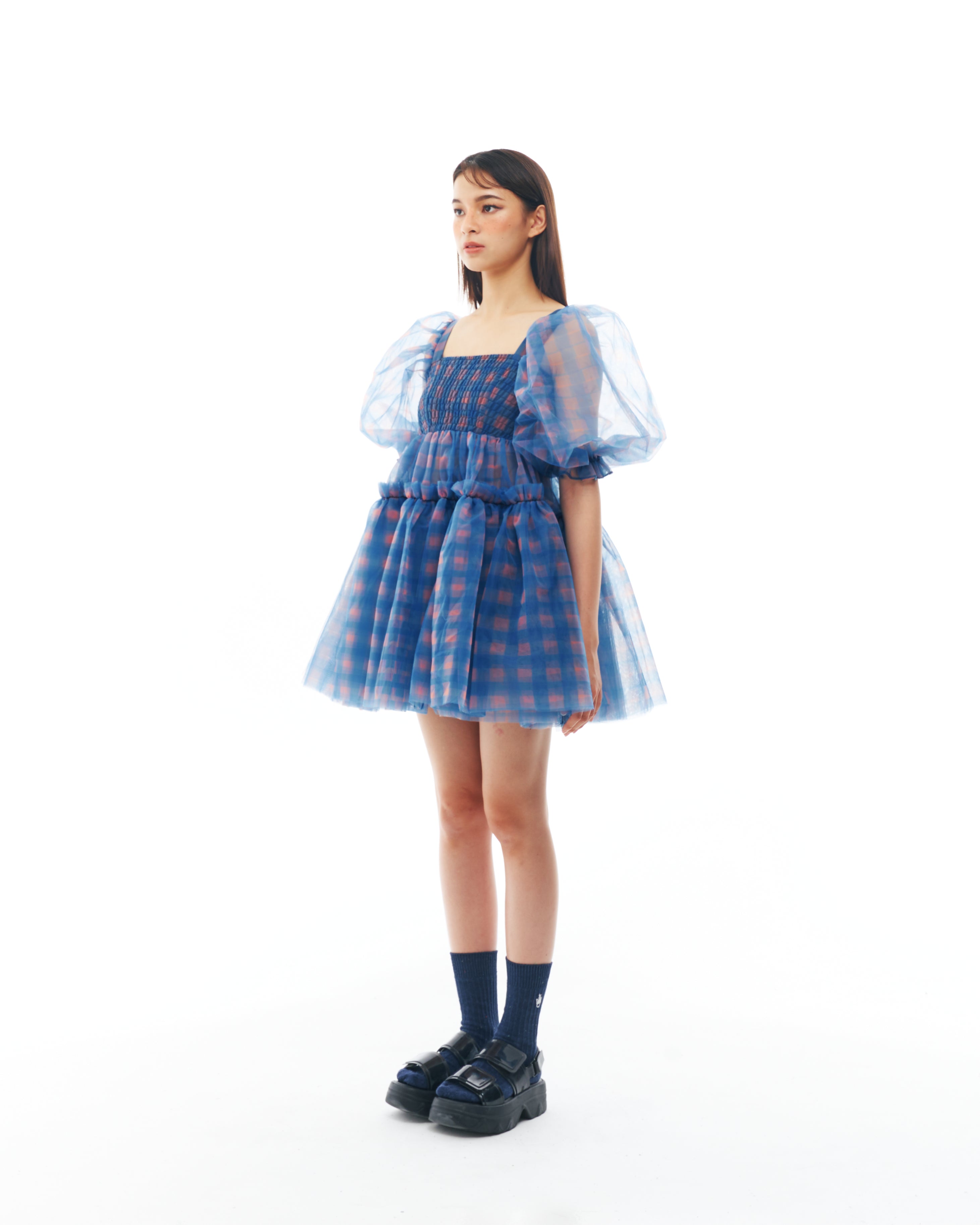Blue and Peach Babydoll Dress
