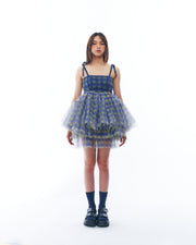 Blue and Yellow Checkered Tutu Dress