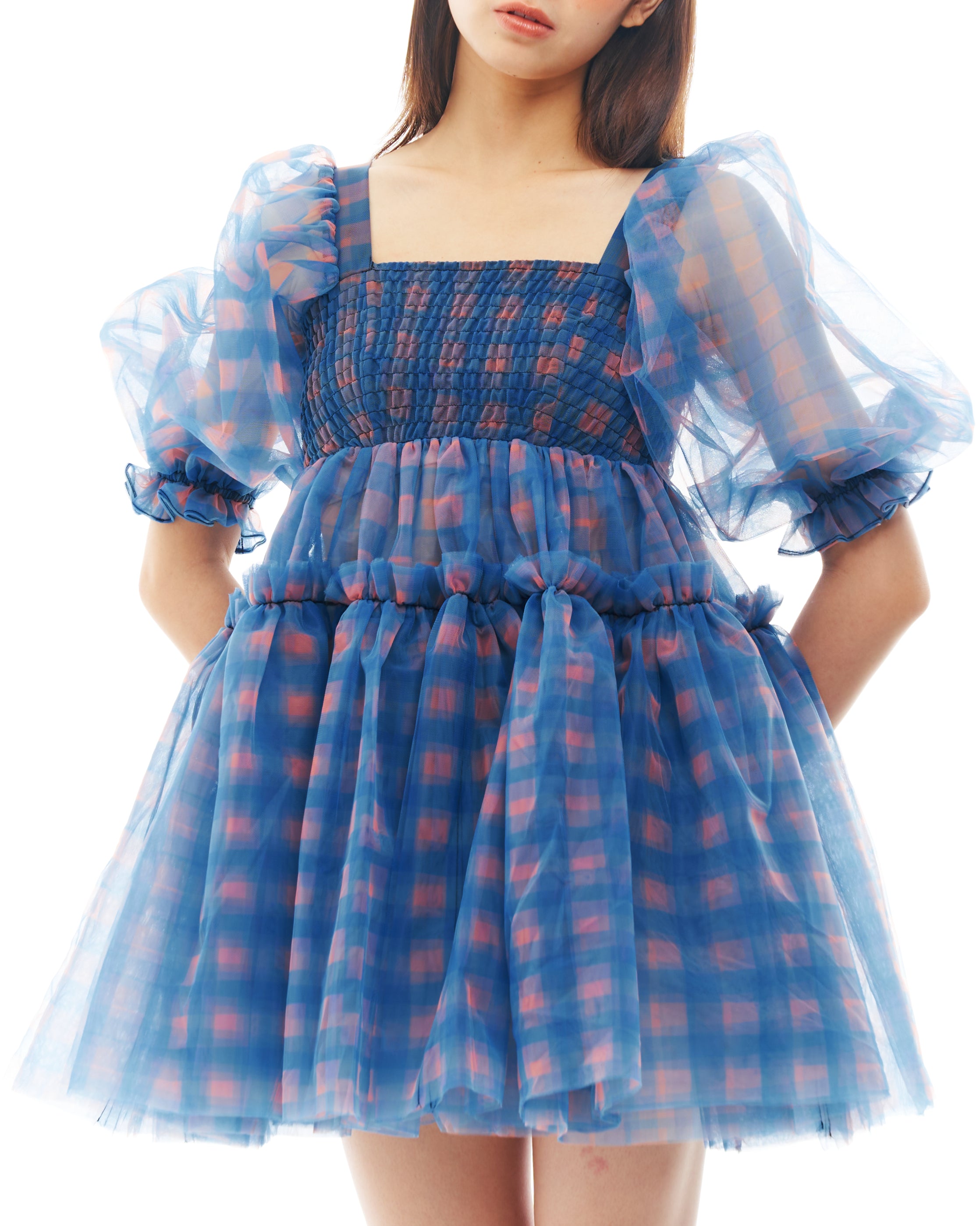 Blue and Peach Babydoll Dress