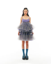 Blue and Yellow Checkered Midi Dress