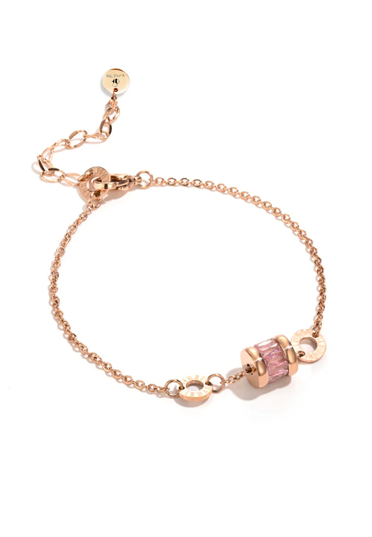 Pink Oceane Cryolite with Roman Numeric Bracelet