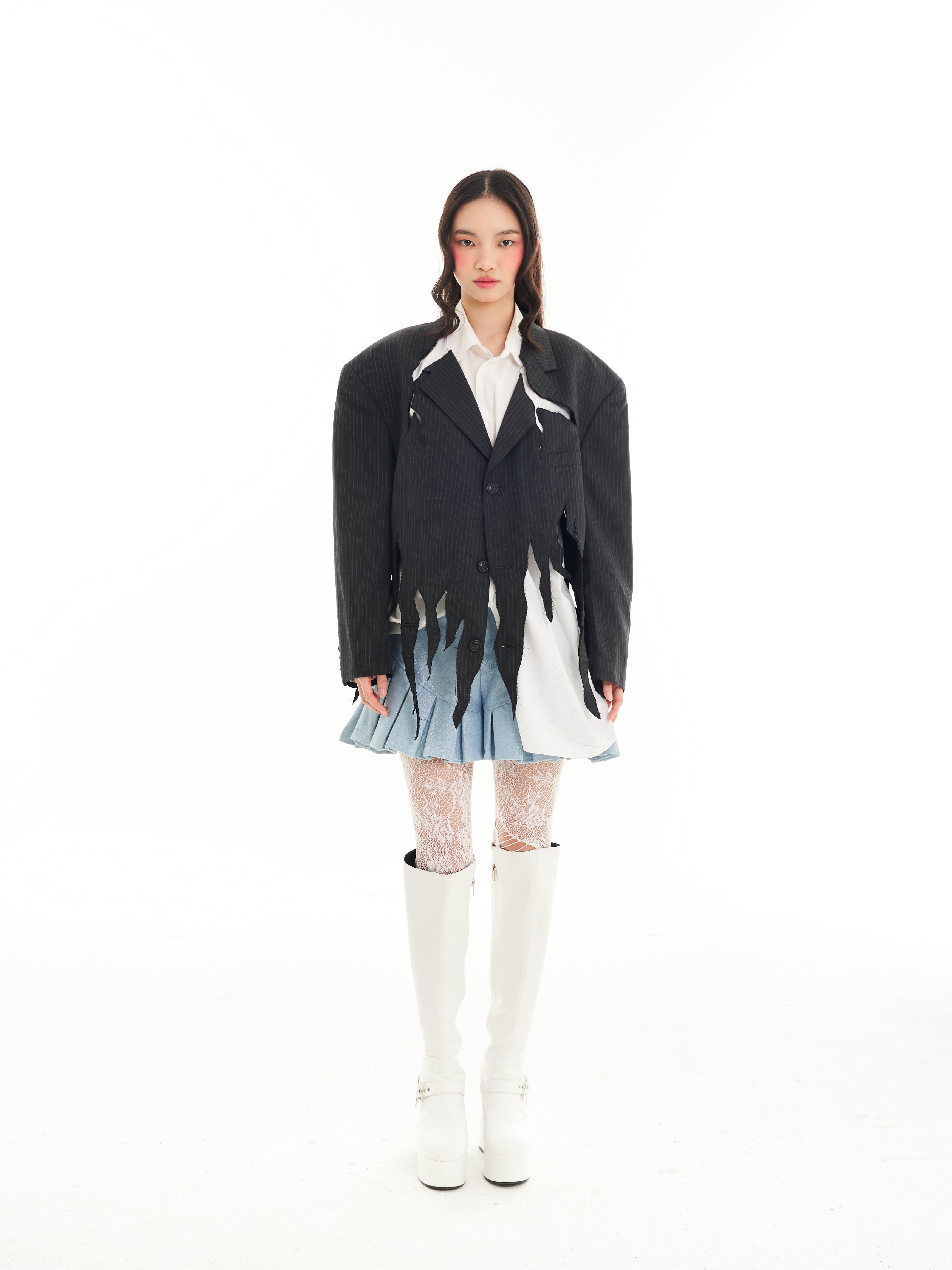 Destroyed Blazer and Dahlia Pleated shorts