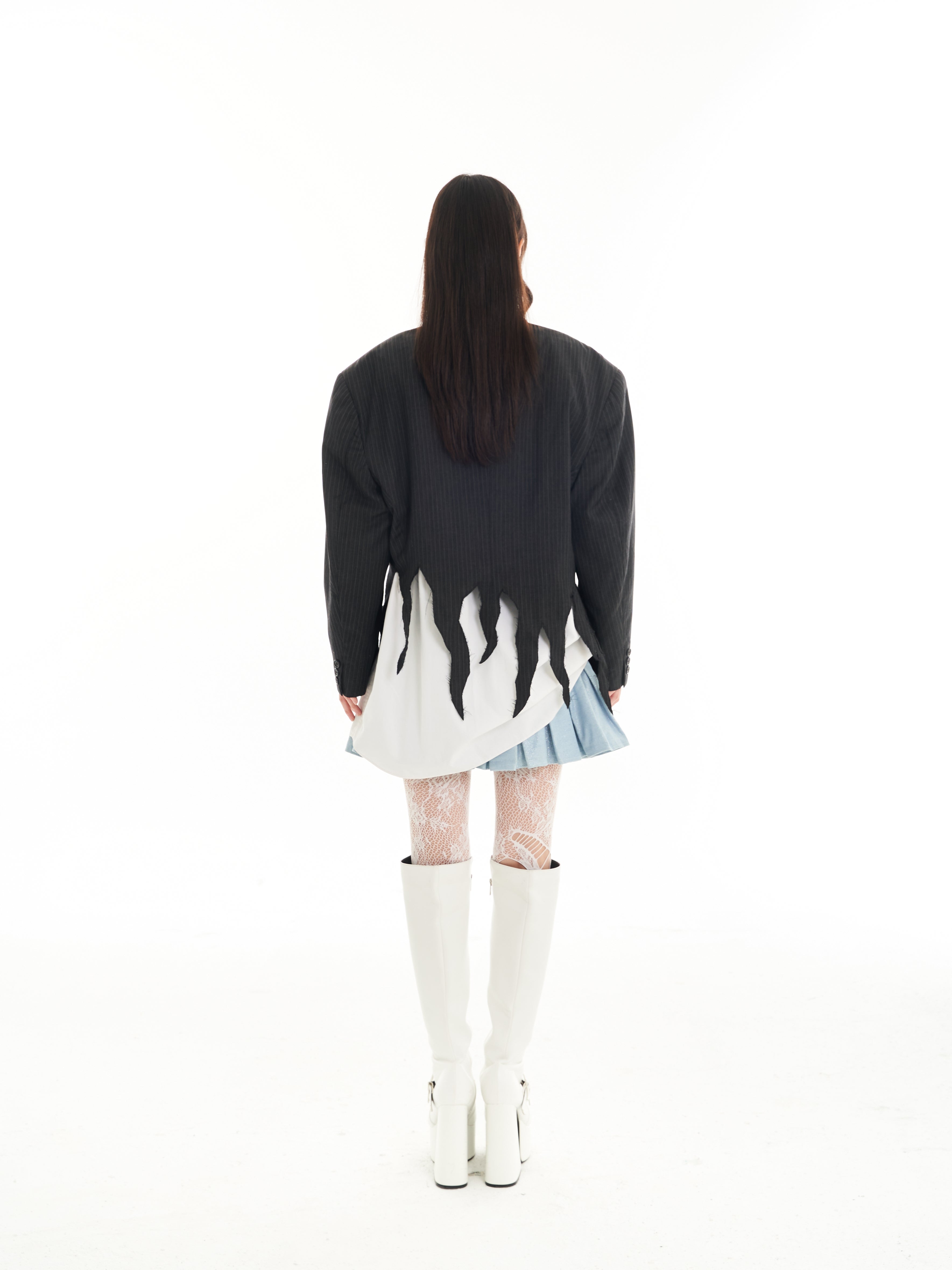 Destroyed Blazer and Dahlia Pleated shorts