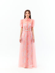 Peach Flower Princess Maxi Dress