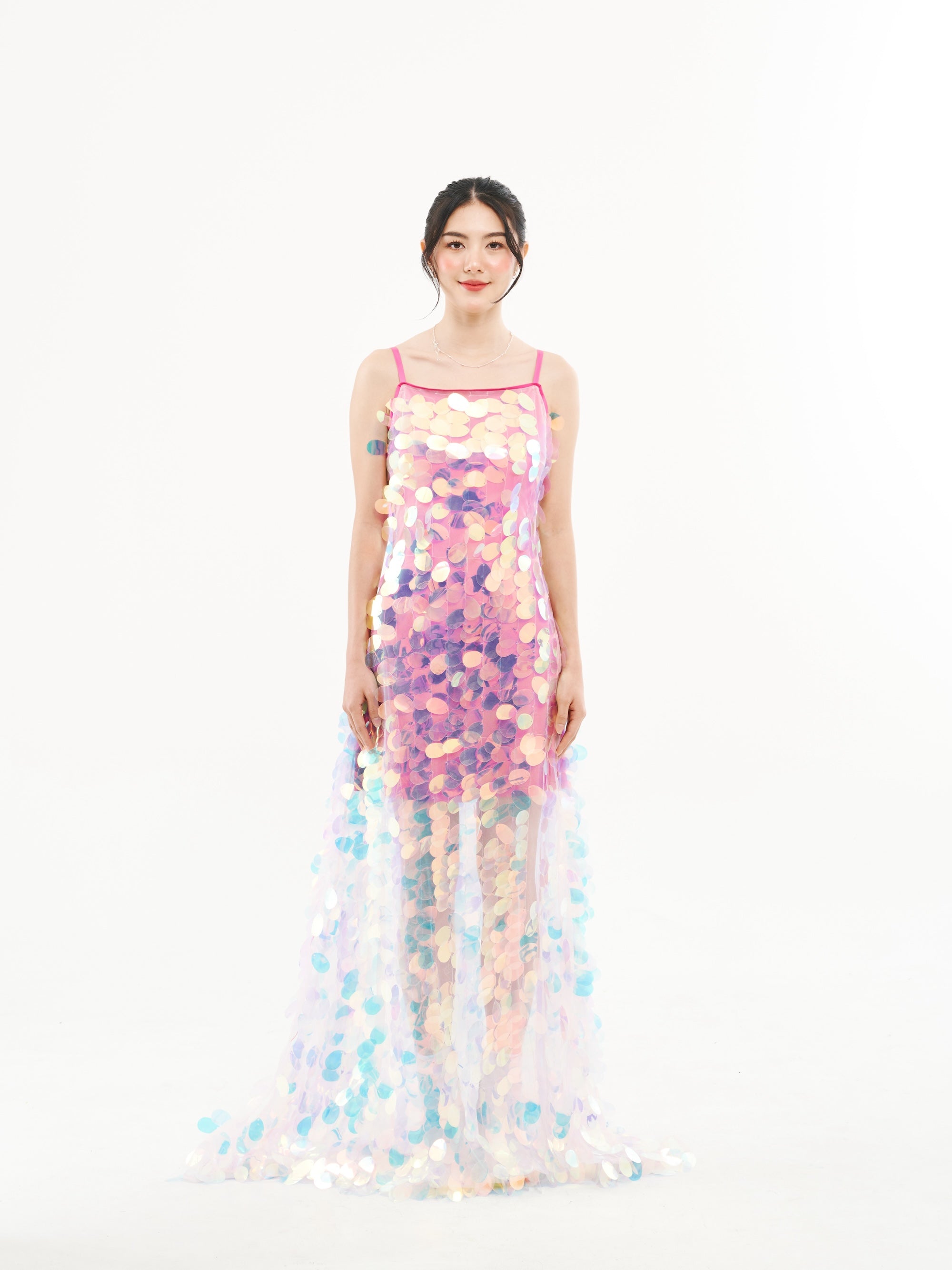 Pink Mermaid Sequin Maxi Dress