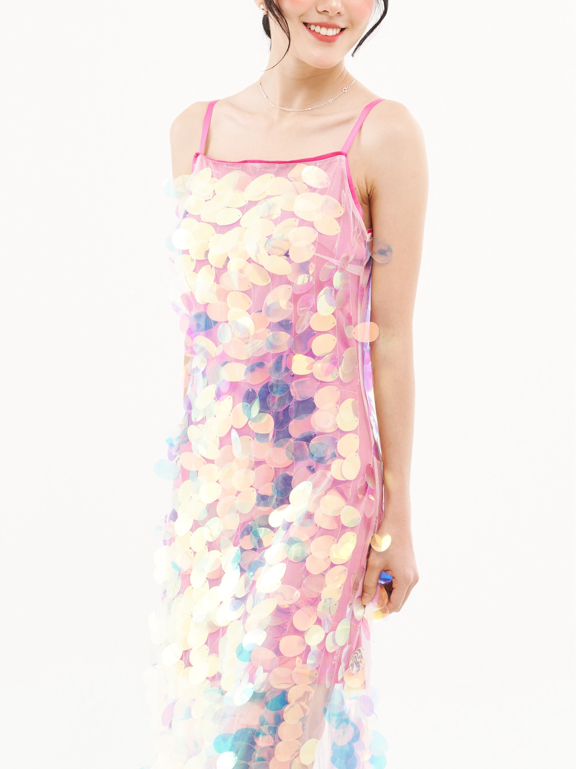 Pink Mermaid Sequin Maxi Dress