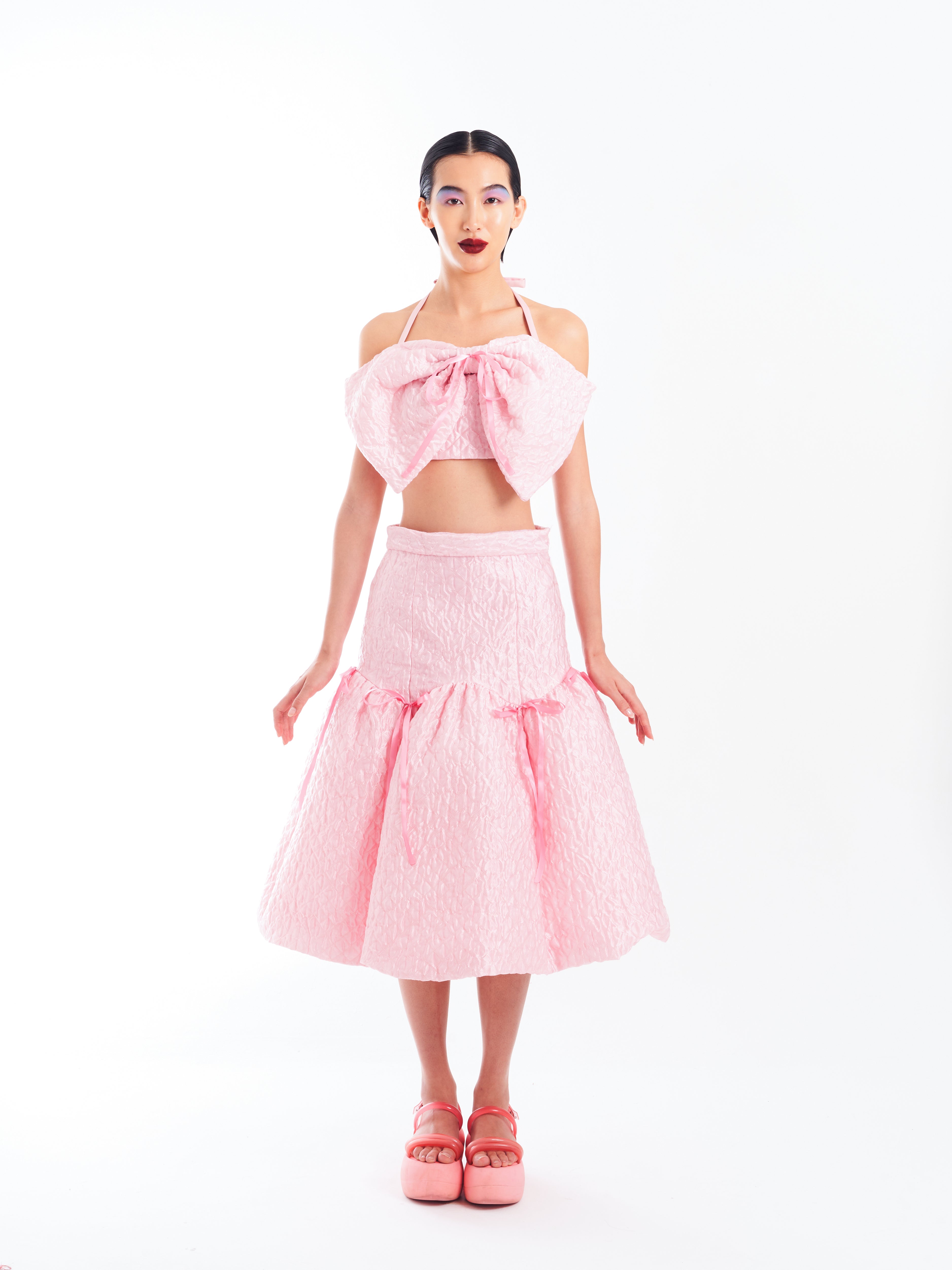 Pink Quilted Bow Set