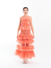 Orange Ruffle Top and Skirt Set