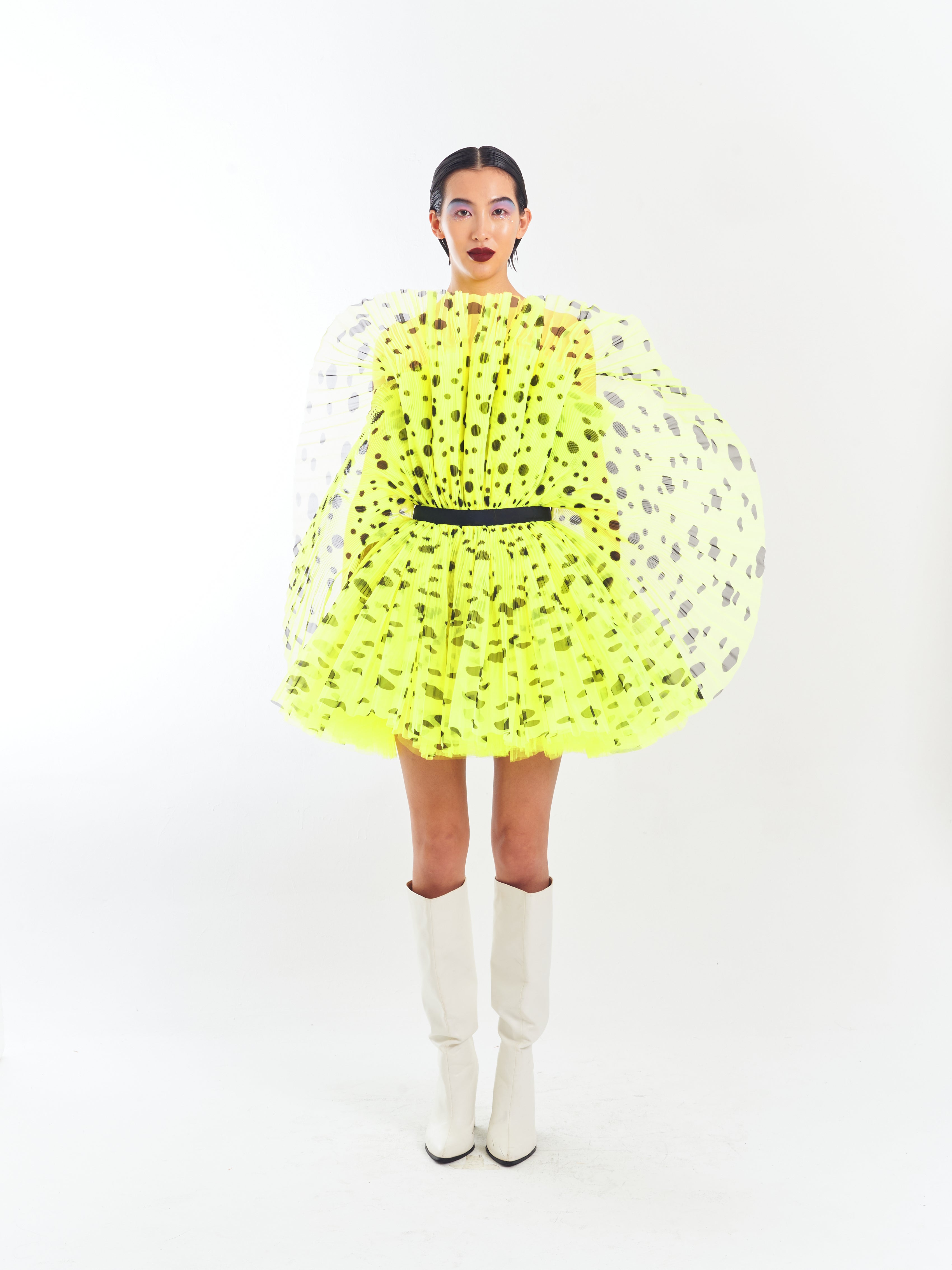 Yellow Ruffle Polka Dot Dress
