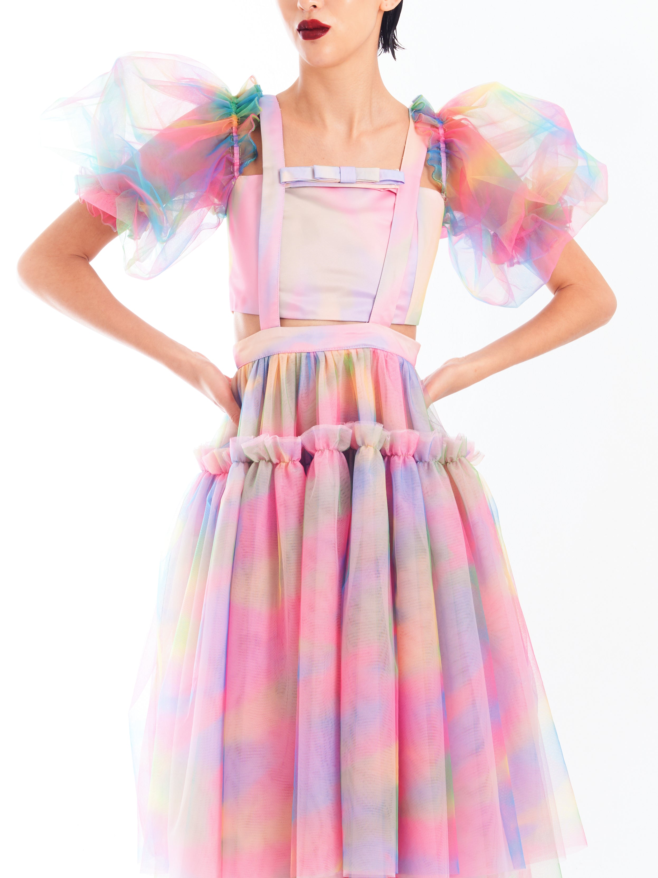 Pink Rainbow Suspenders Dress Set