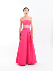 Pink Crop Maxi Pants Set