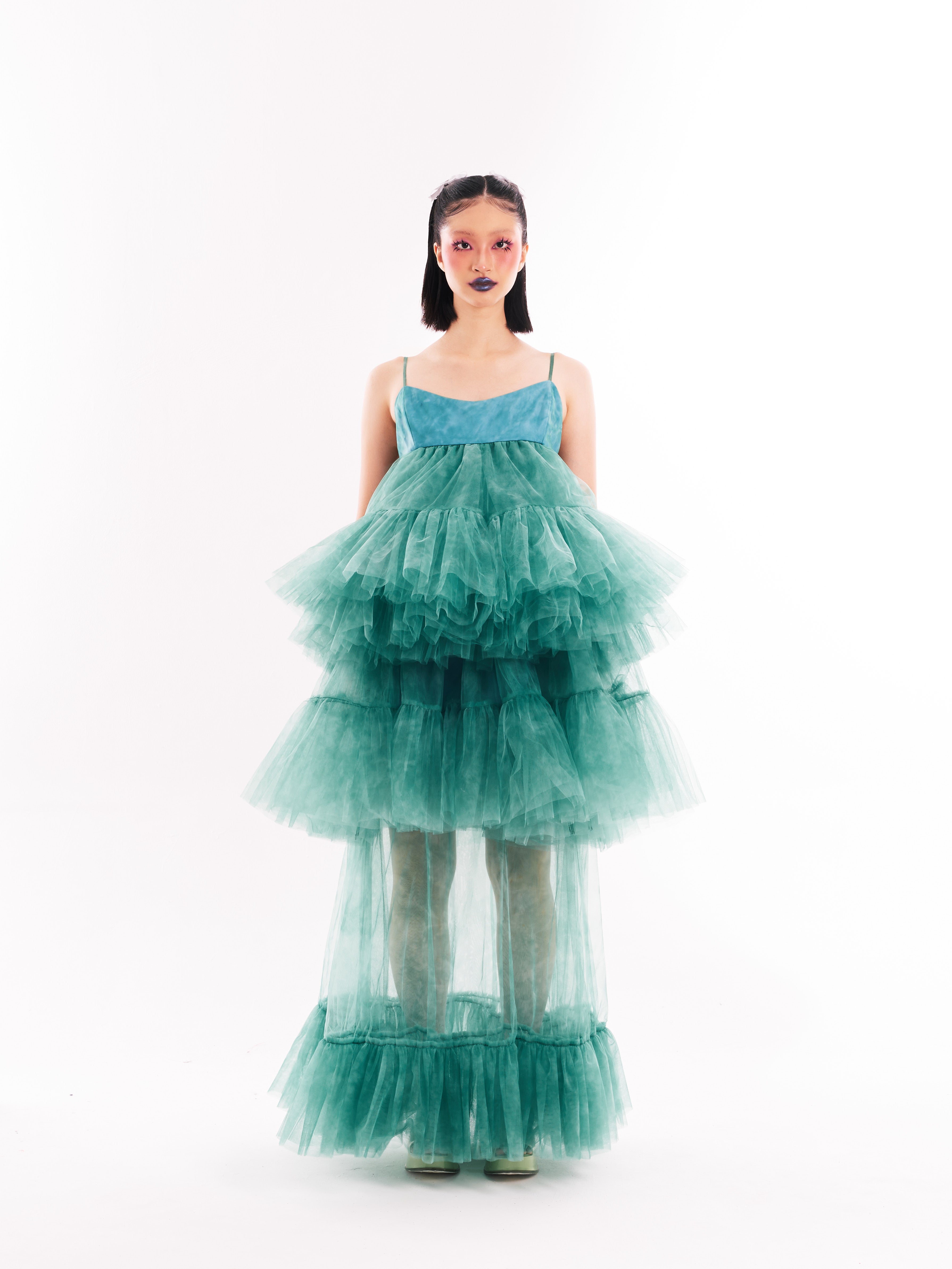 Green Maxi Cake Dress Set