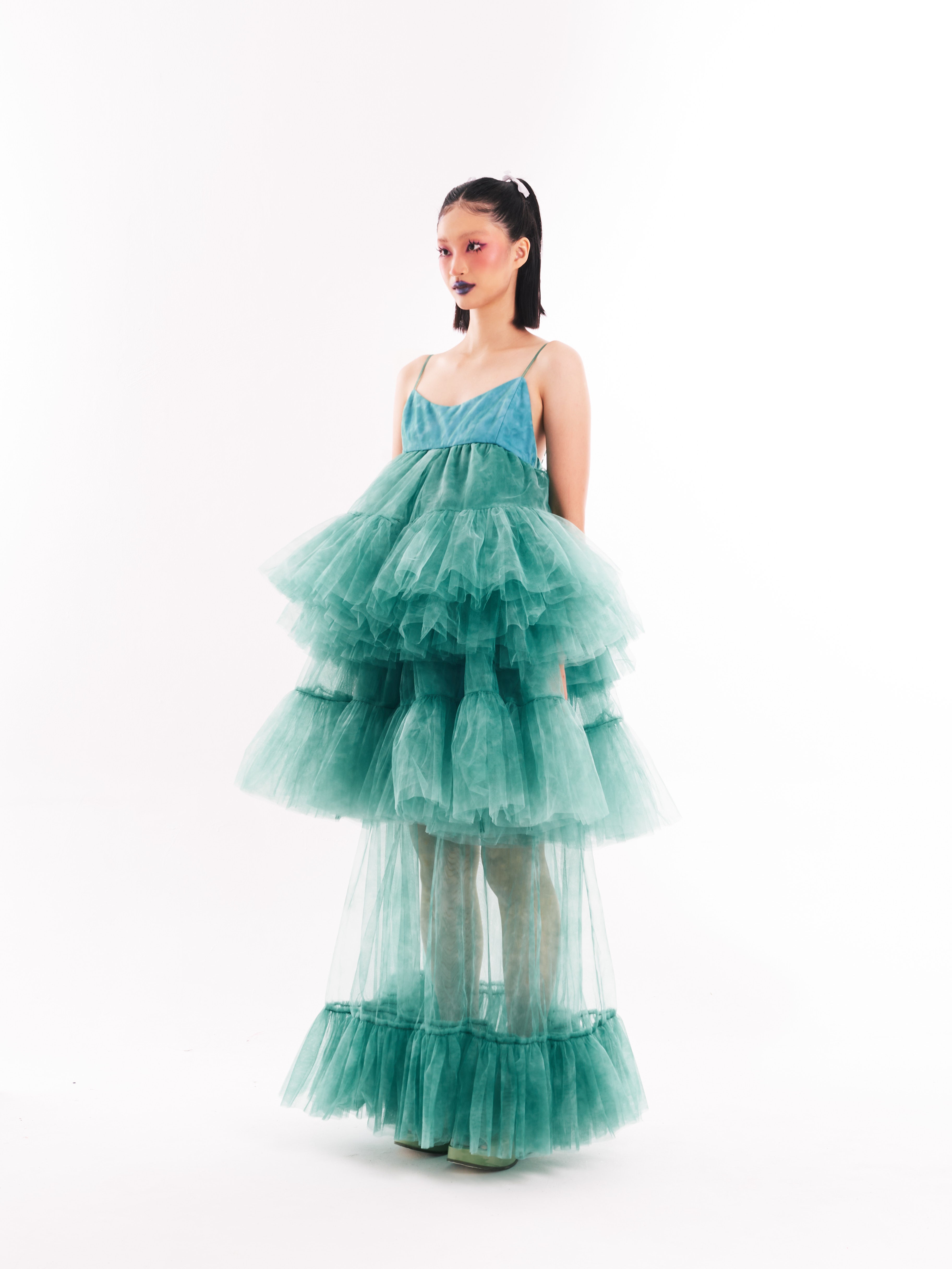 Green Maxi Cake Dress Set
