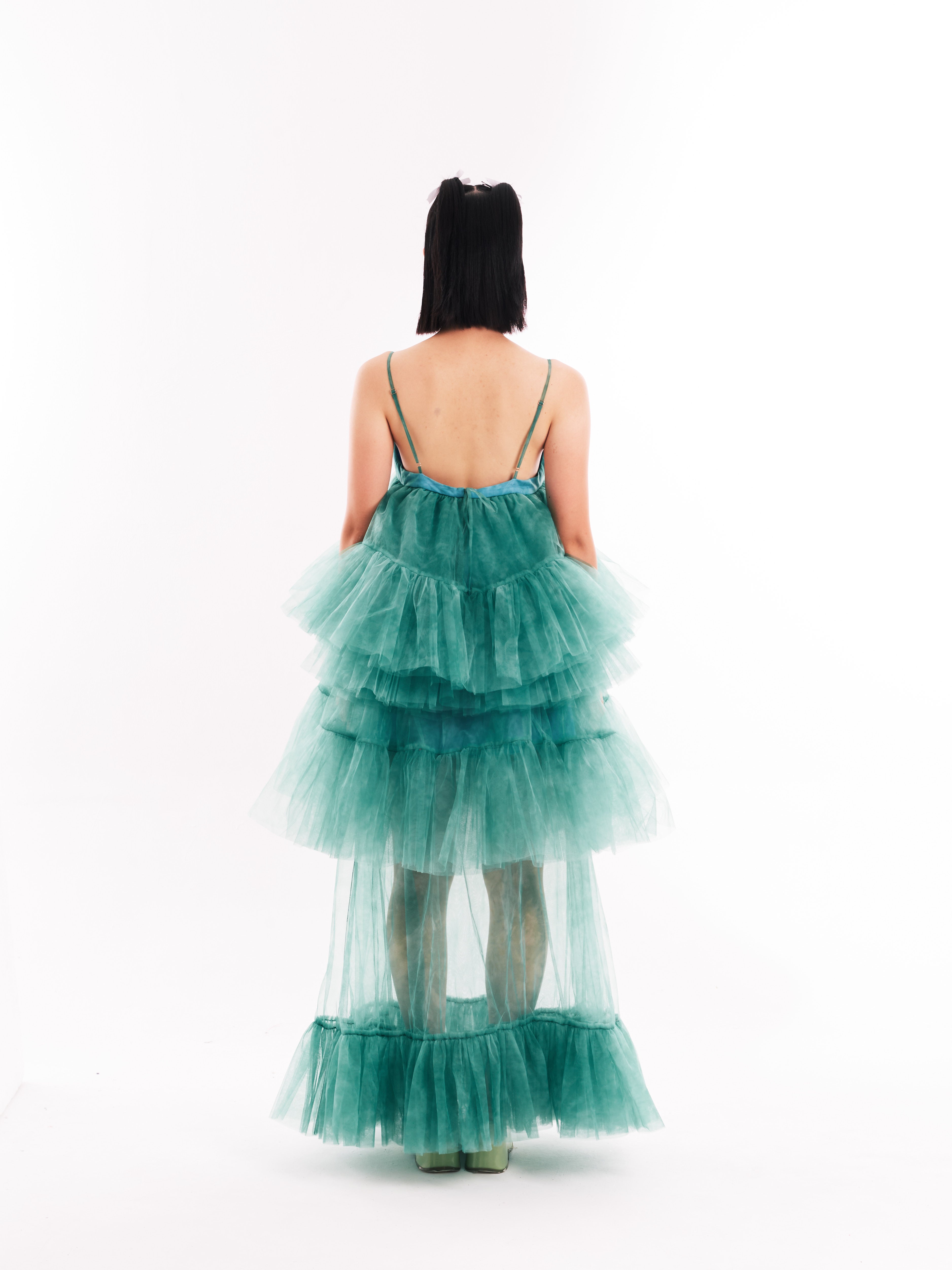 Green Maxi Cake Dress Set