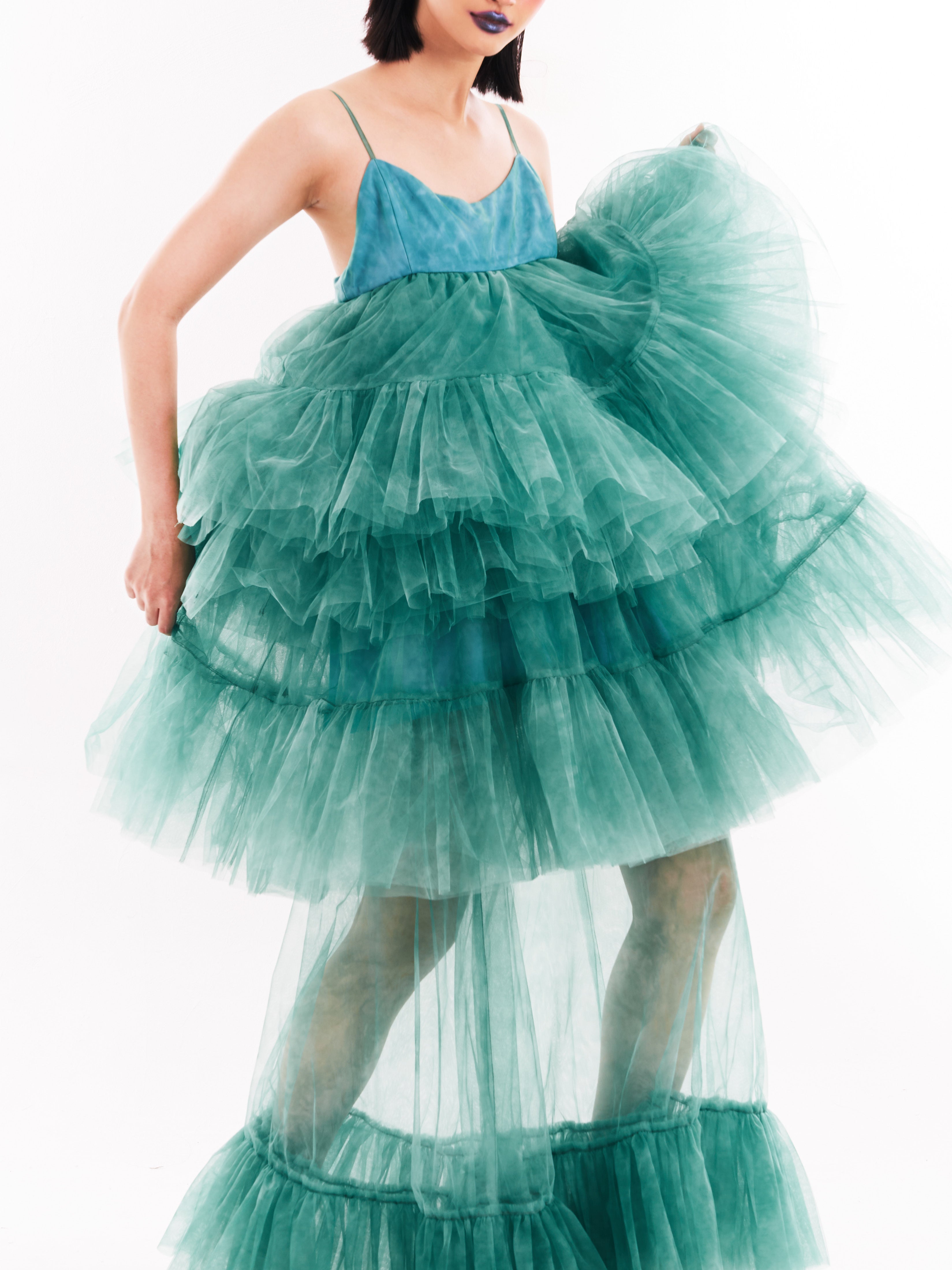 Green Maxi Cake Dress Set