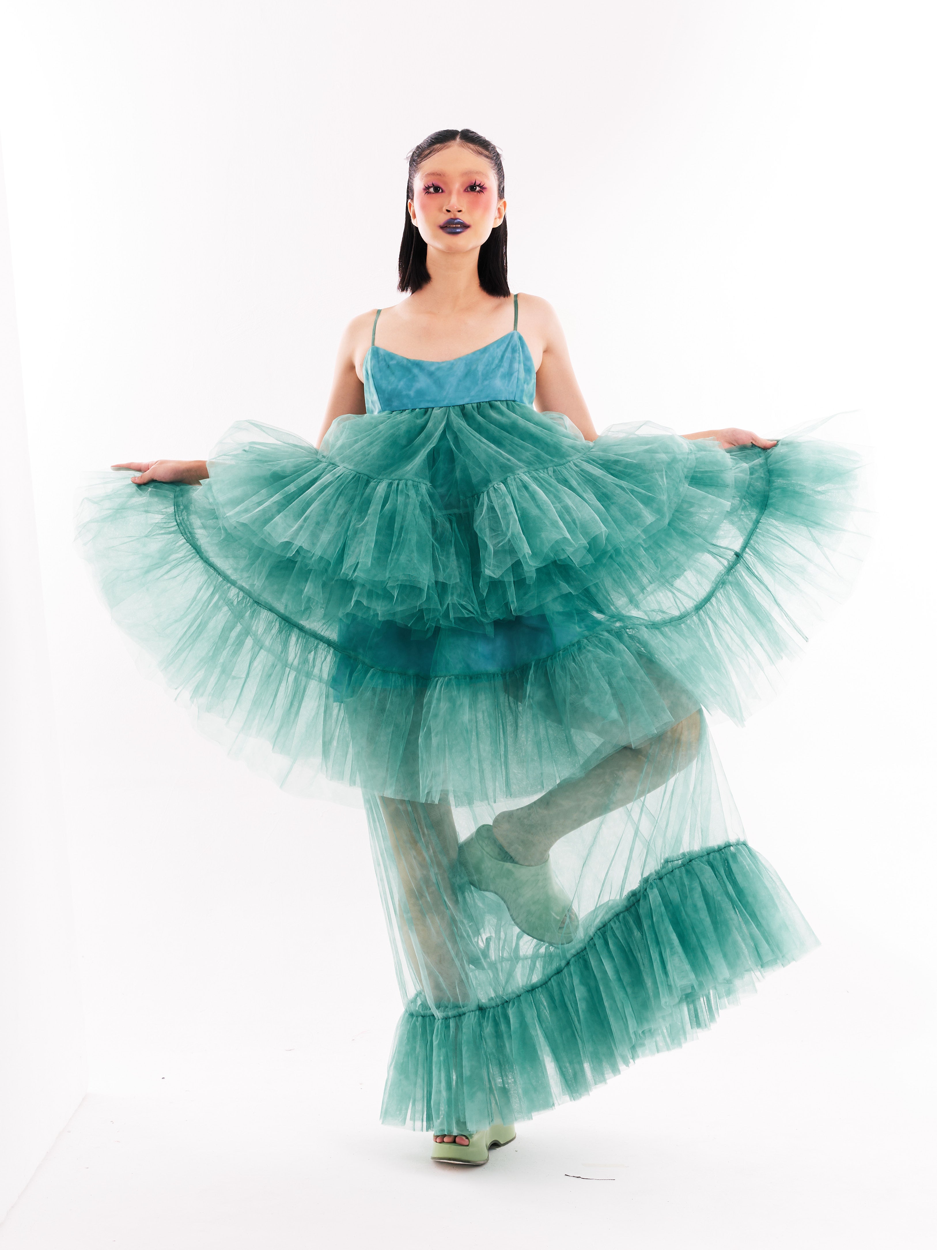 Green Maxi Cake Dress Set